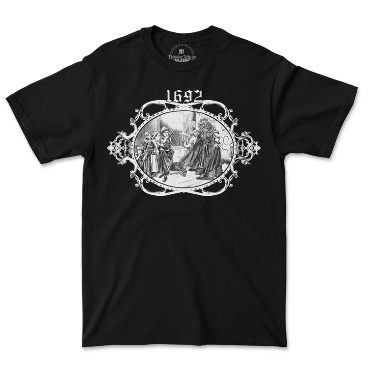 1692 men's T-shirt featuring Forbidden Alchemy print, crafted from premium cotton with detailed DTG design for a striking look.