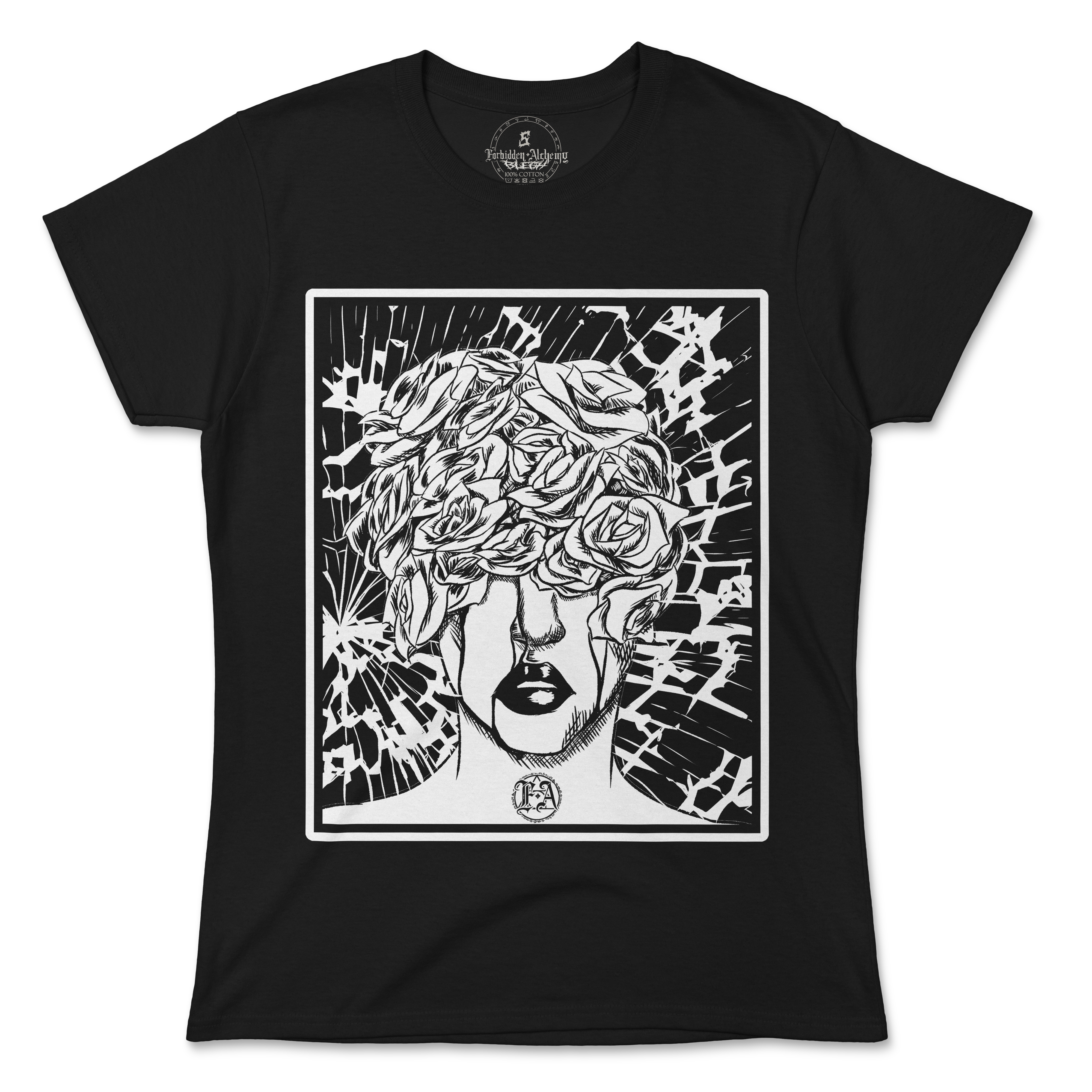 Shop Forbidden Alchemy’s women's T-shirts—100% cotton with vivid direct-to-garment (DTG) prints, inspired by authentic metalcore style. Tagged: WOMEN'S TEES.T-Shirtsforbidden alchemyWOMEN'S TEES