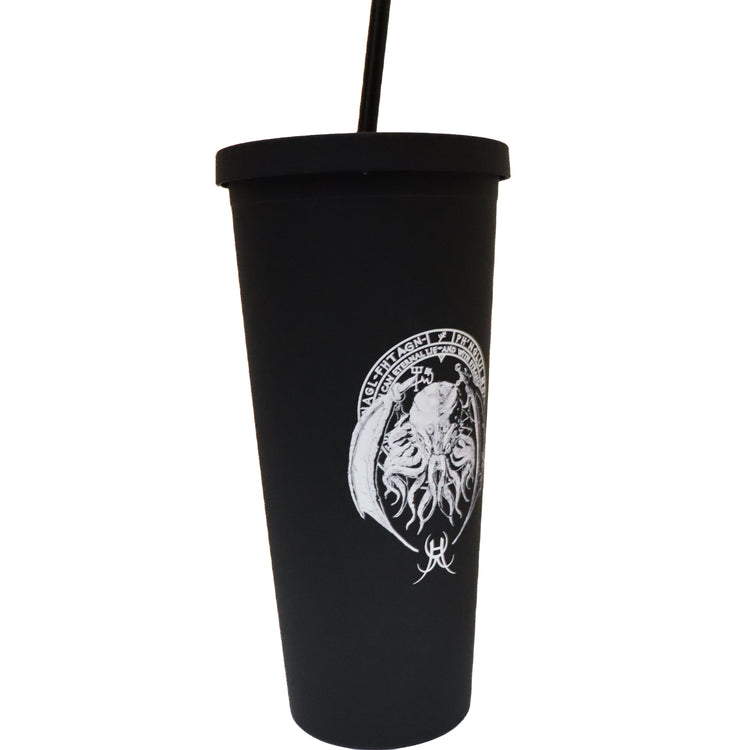 Lord of Madness Tumbler, 22oz insulated durable cup with reusable straw and screw lid.