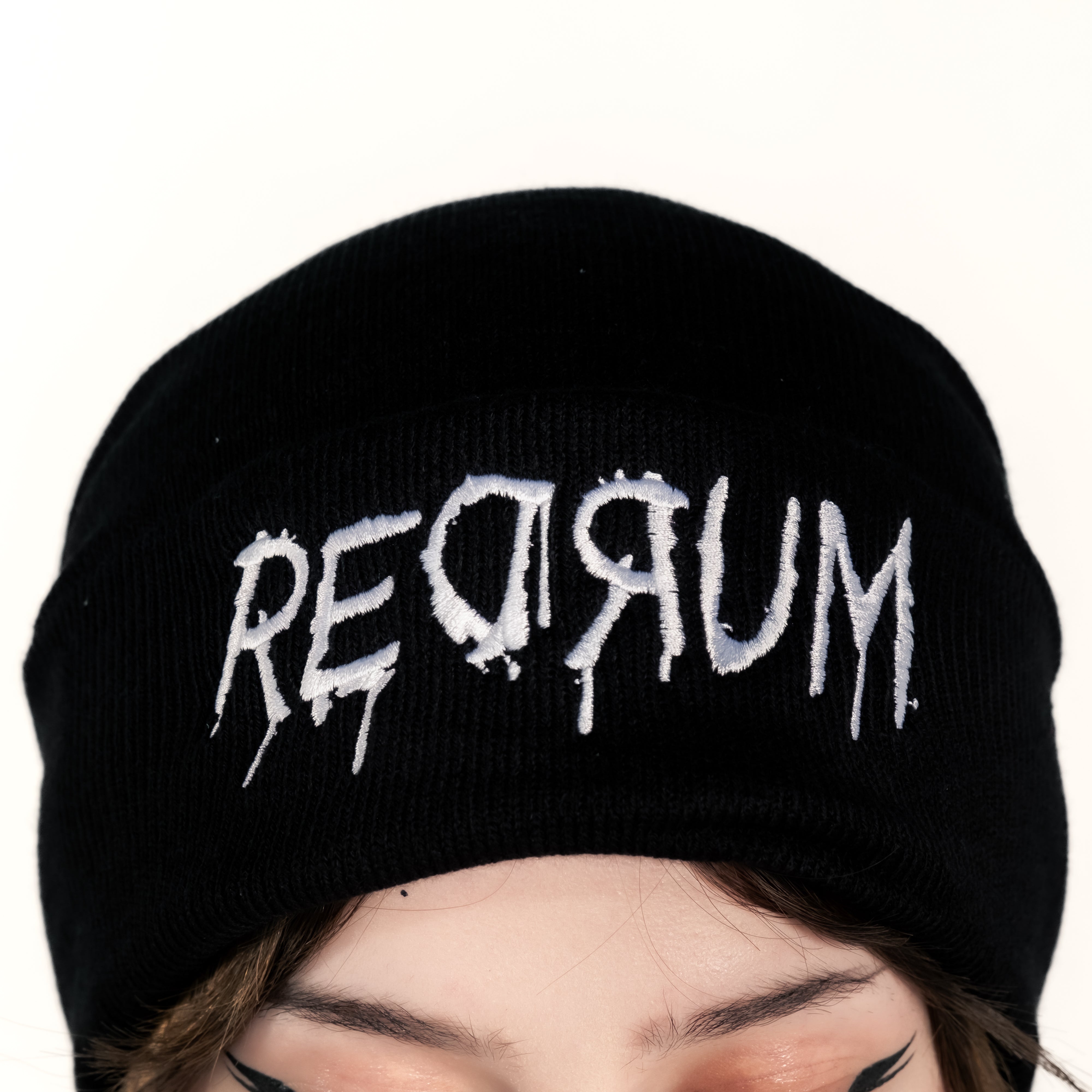 Shop Redrum - Beanie from forbidden alchemy's unisex beanie collection. Soft knit, 100% acrylic, bold embroidery, authentic alternative style. Tagged: Beanies.Beaniesforbidden alchemyBeanies