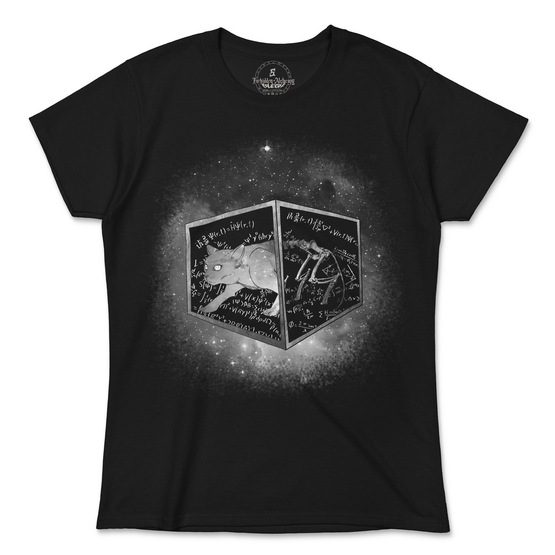 Buy Schrödinger's cat from forbidden alchemy's women's T-Shirts. 100% cotton, direct-to-garment prints, authentic alternative apparel. Tagged: WOMEN'S TEES.T-Shirtsforbidden alchemyWOMEN'S TEES