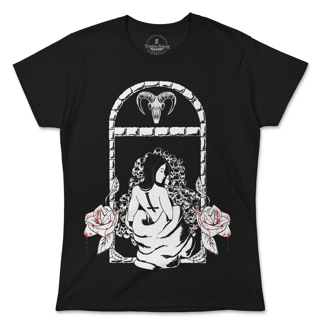 Shop Forbidden Alchemy’s women's T-shirts—100% cotton with vivid direct-to-garment (DTG) prints, inspired by authentic metalcore style. Tagged: WOMEN'S TEES.T-Shirtsforbidden alchemyWOMEN'S TEES