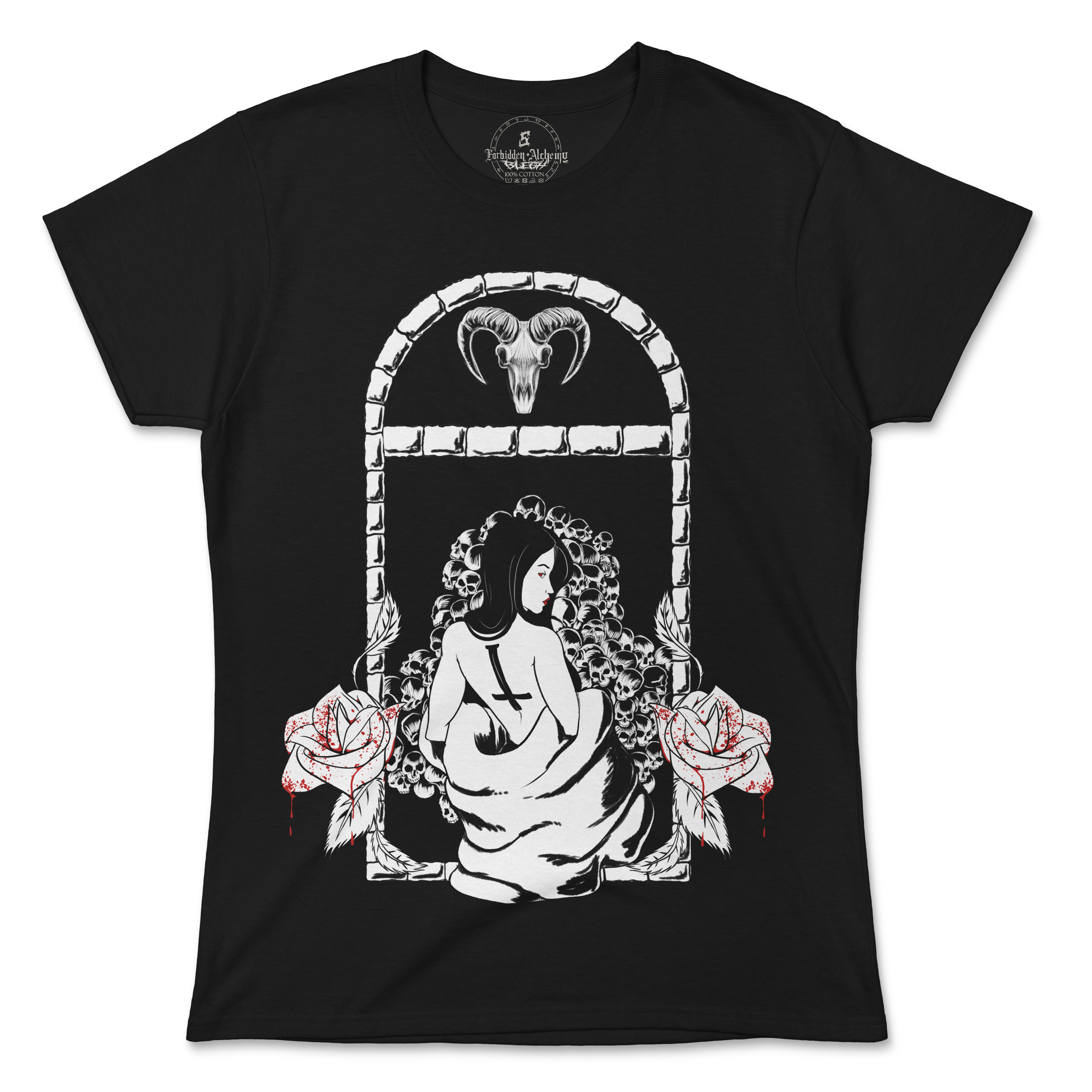Shop Forbidden Alchemy’s women's T-shirts—100% cotton with vivid direct-to-garment (DTG) prints, inspired by authentic metalcore style. Tagged: WOMEN'S TEES.T-Shirtsforbidden alchemyWOMEN'S TEES