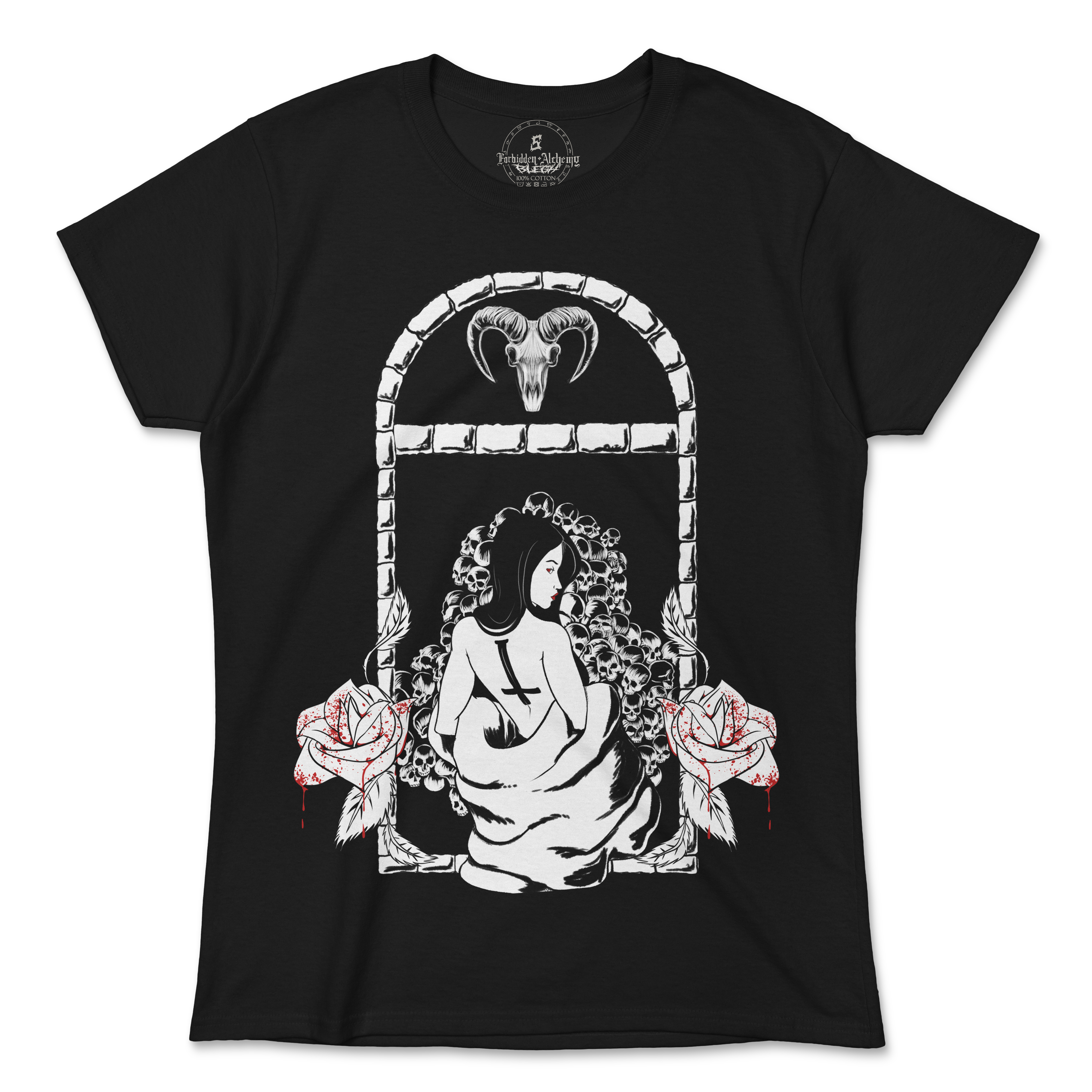 Shop Forbidden Alchemy’s women's T-shirts—100% cotton with vivid direct-to-garment (DTG) prints, inspired by authentic metalcore style. Tagged: WOMEN'S TEES.T-Shirtsforbidden alchemyWOMEN'S TEES