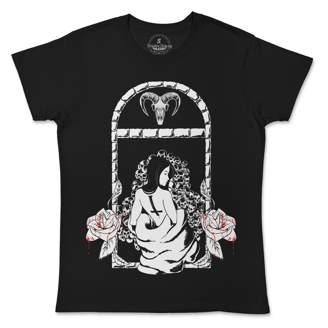 Shop Forbidden Alchemy’s women's T-shirts—100% cotton with vivid direct-to-garment (DTG) prints, inspired by authentic metalcore style. Tagged: WOMEN'S TEES.T-Shirtsforbidden alchemyWOMEN'S TEES