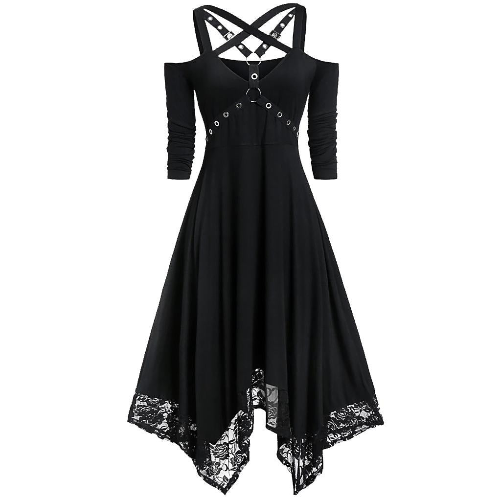 Shop the Gabriela Dress from Forbidden Alchemy’s women's slim fit dresses, featuring premium fabrics and authentic gothic aesthetics. Tagged: DRESSES.Dressesforbidden alchemyDRESSES