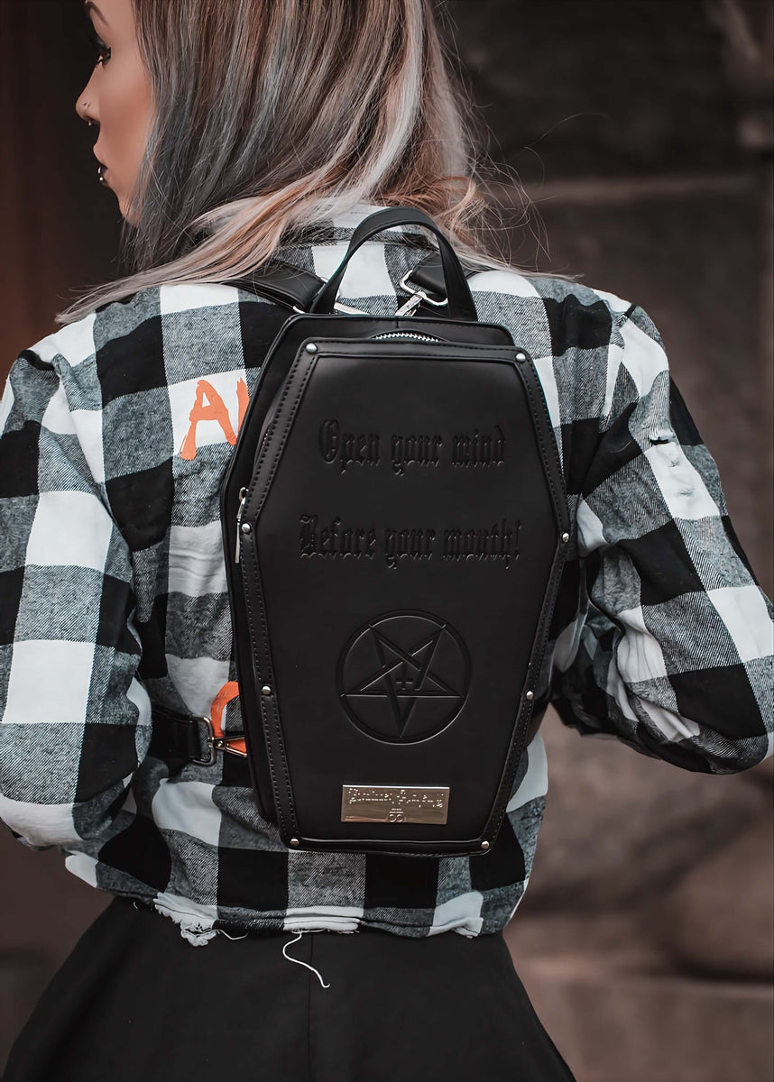 Coffin Backpack Open Your Mind Before Your Mouth Forbidden Alchemy