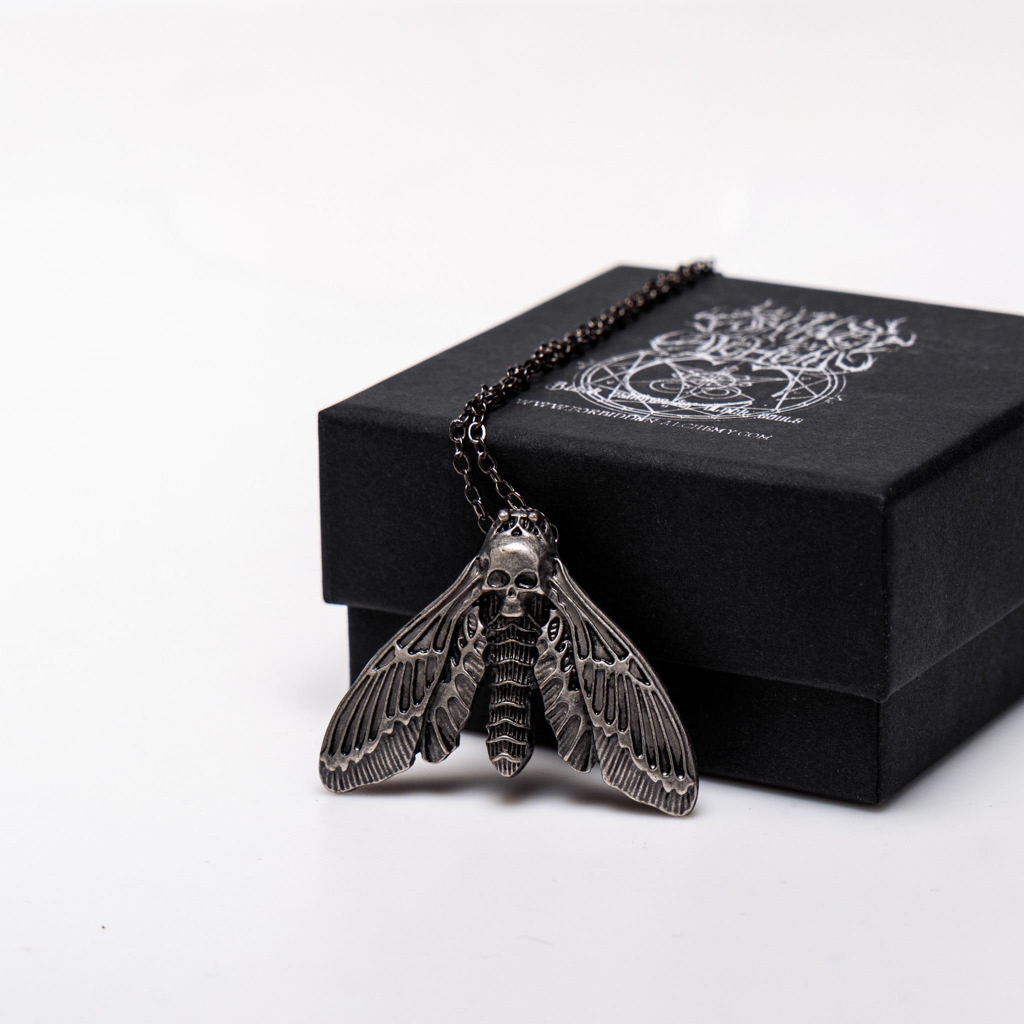 Shop Death Moth - Necklace from Forbidden Alchemy’s collection. Crafted from premium alloy zinc, each piece showcases detailed. Tagged: Necklaces.Necklacesforbidden alchemyNecklaces
