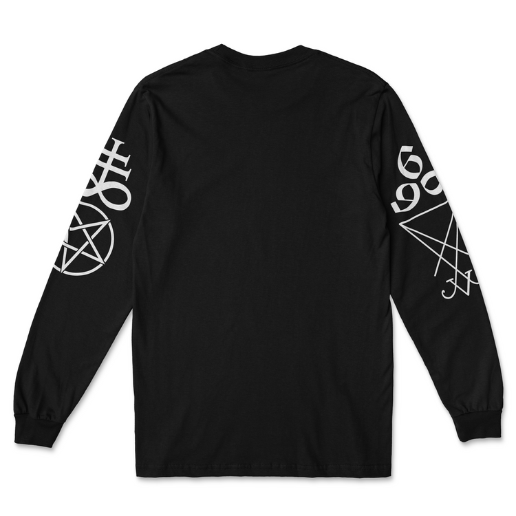 Lord of Madness Long Sleeve with occult symbols on black fabric