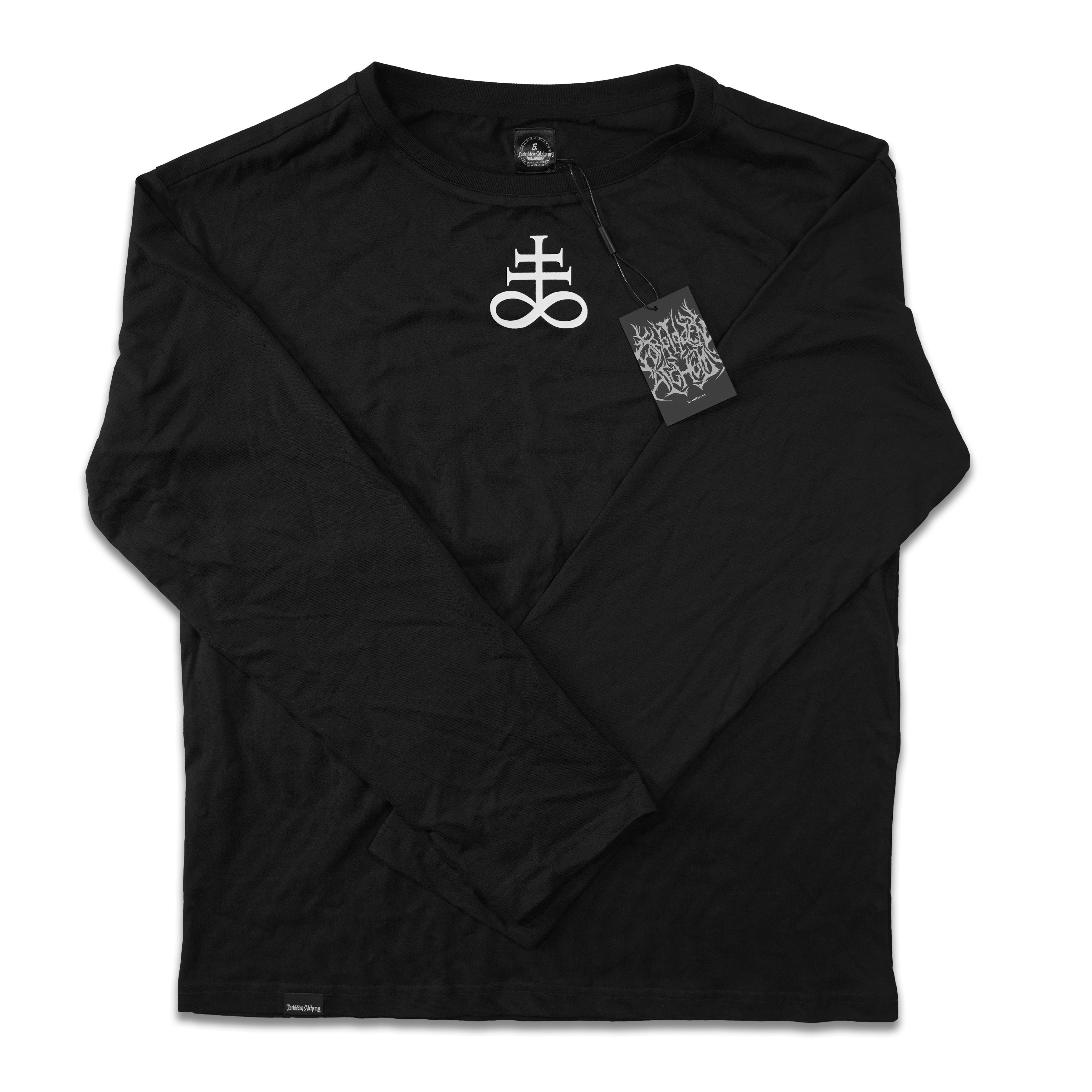 Nocturne Sigil long sleeve shirt featuring provocative design, made from premium cotton, printed with DTG technology for durability.