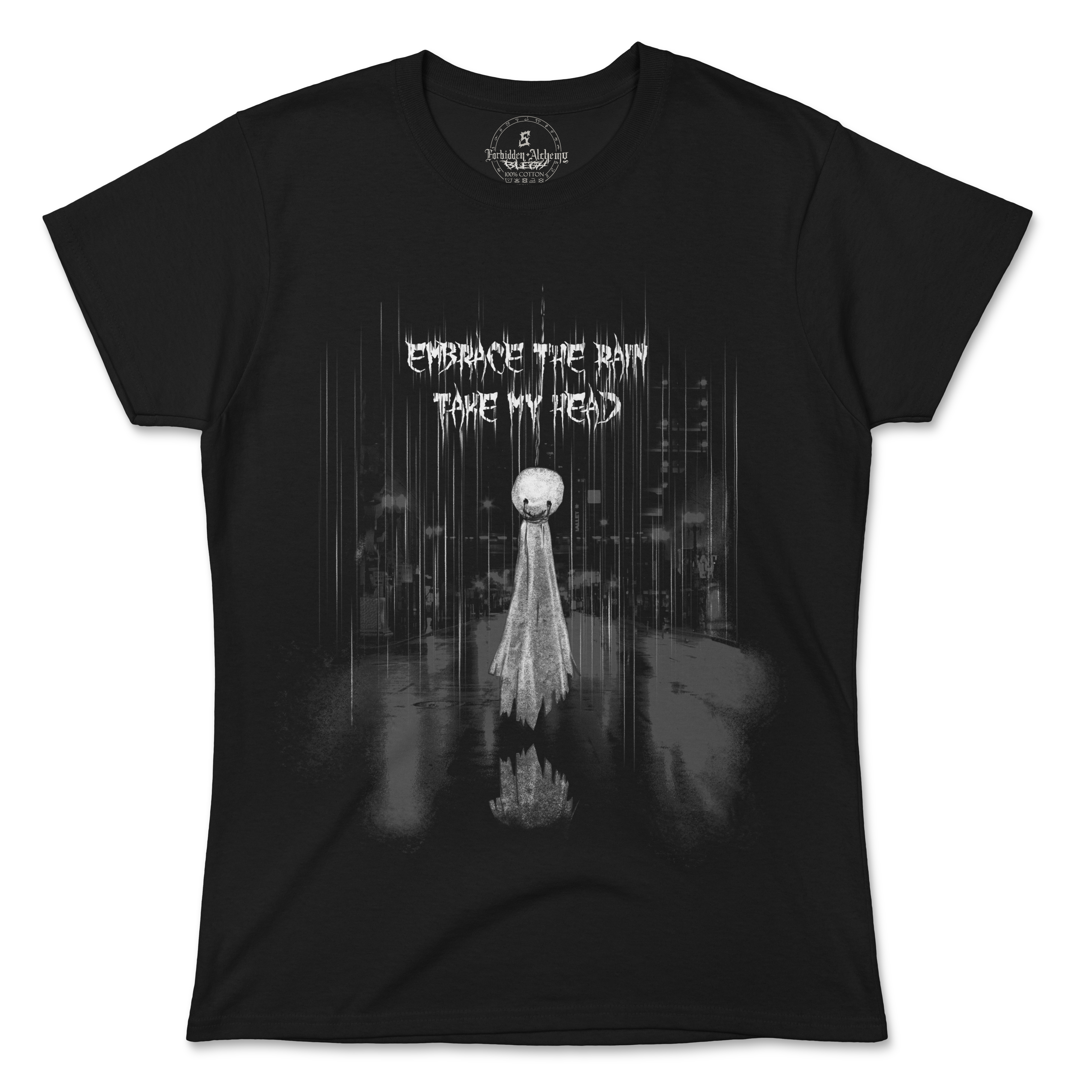 Buy Embrace the rain from forbidden alchemy's women's T-Shirts. 100% cotton, direct-to-garment prints, authentic alternative apparel. Tagged: WOMEN'S TEES.T-Shirtsforbidden alchemyWOMEN'S TEES