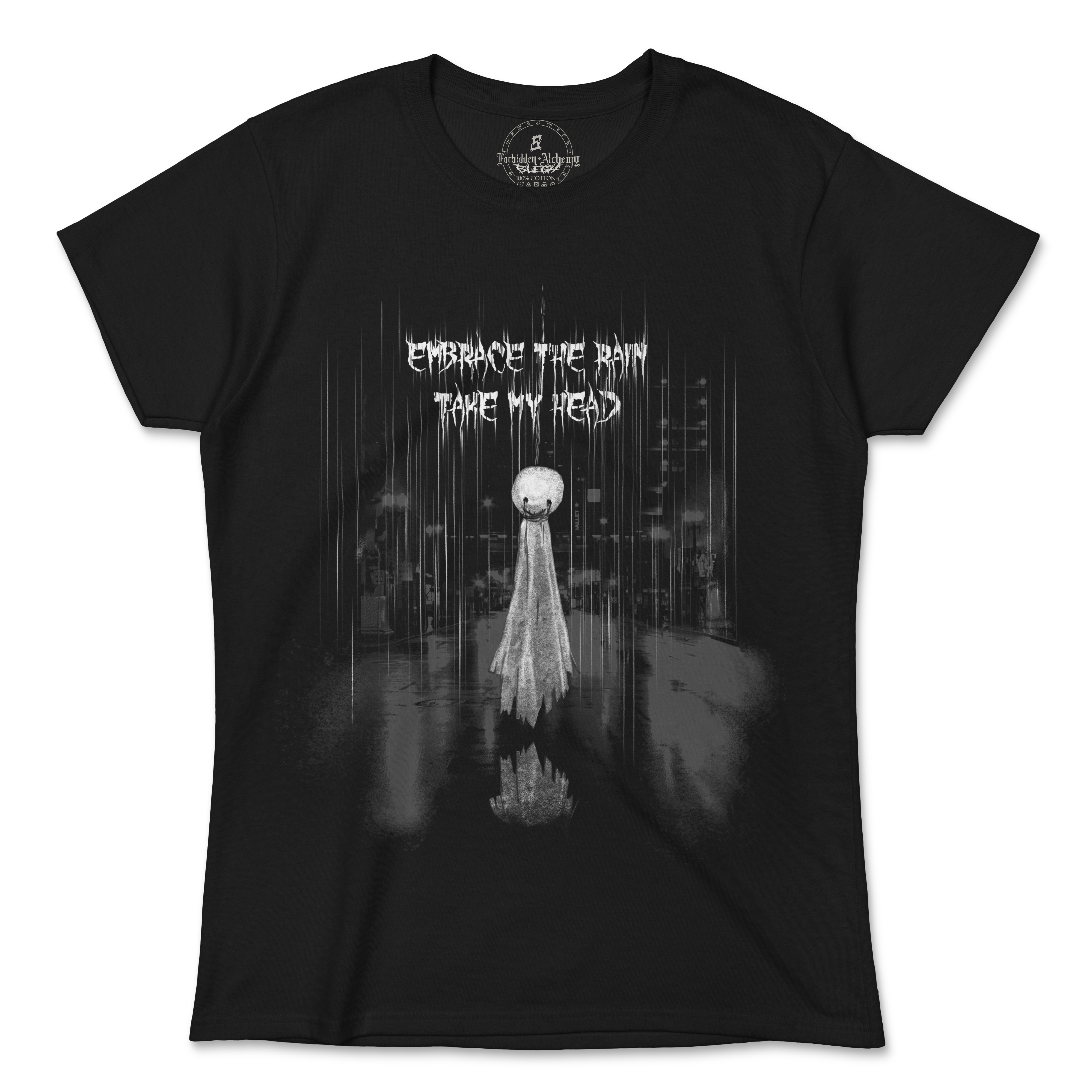 Buy Embrace the rain from forbidden alchemy's women's T-Shirts. 100% cotton, direct-to-garment prints, authentic alternative apparel. Tagged: WOMEN'S TEES.T-Shirtsforbidden alchemyWOMEN'S TEES
