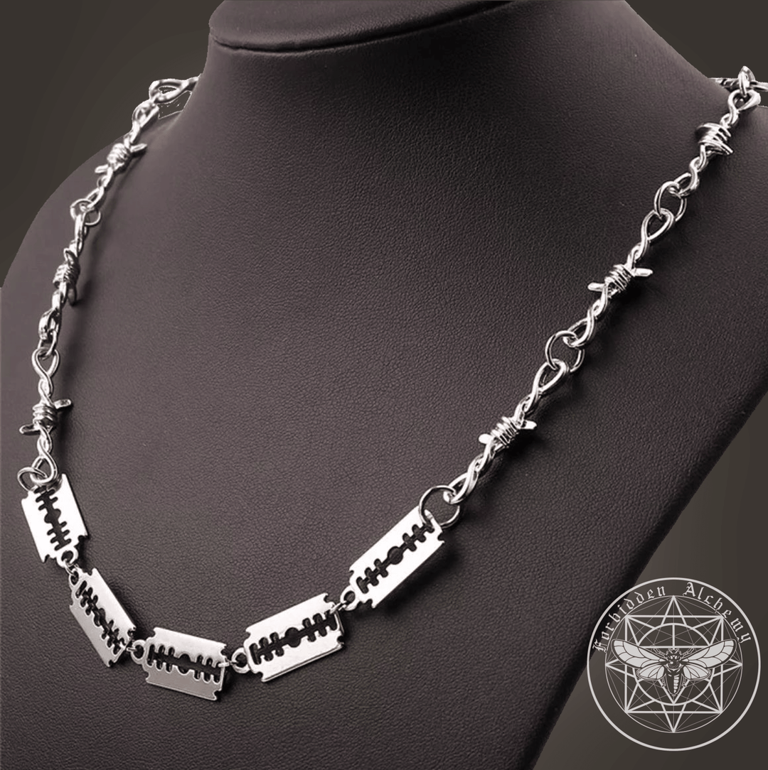 Shop Razor blade - Necklace from Forbidden Alchemy’s collection. Crafted from premium alloy zinc, each piece showcases detailed. Tagged: Necklaces.Necklacesforbidden alchemyNecklaces