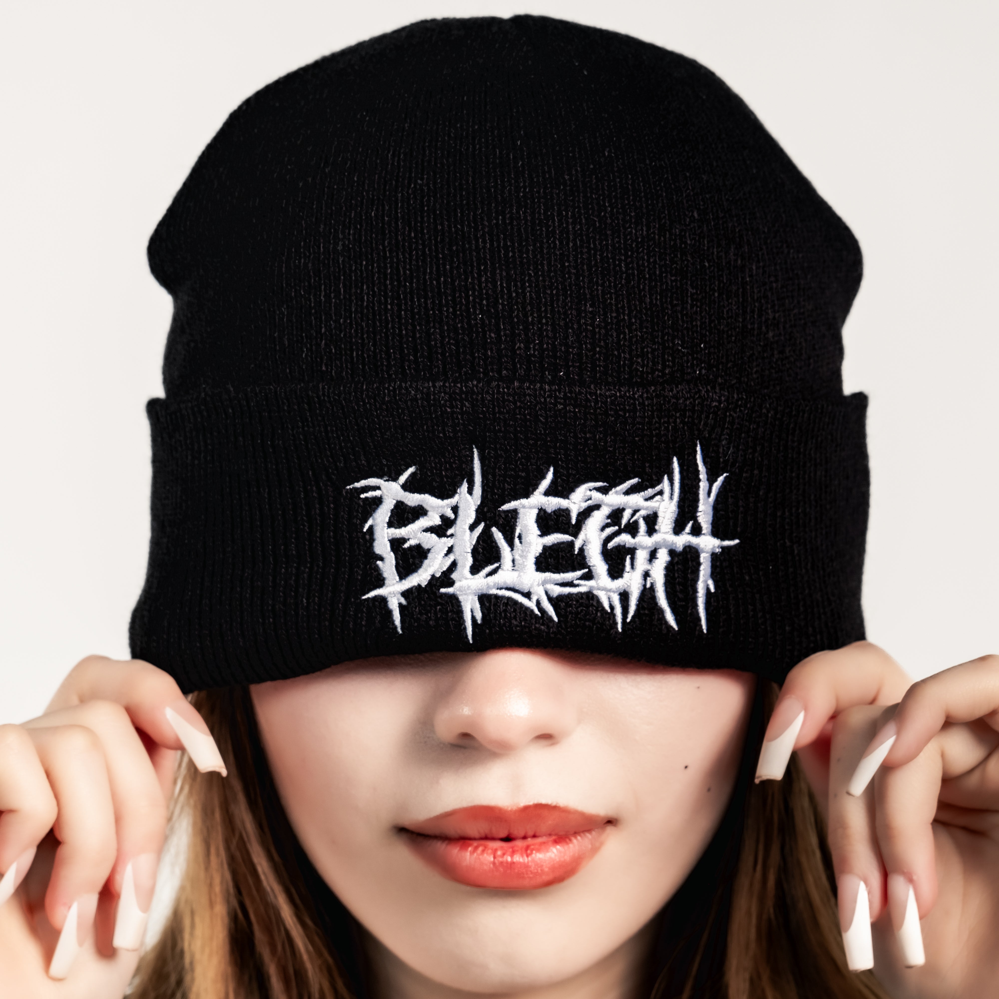 Shop BLEGH - Beanie from forbidden alchemy's unisex beanie collection. Soft knit, 100% acrylic, bold embroidery, authentic alternative style. Tagged: Beanies.Beaniesforbidden alchemyBeanies