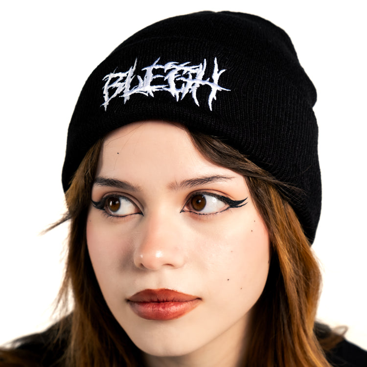 Shop BLEGH - Beanie from forbidden alchemy's unisex beanie collection. Soft knit, 100% acrylic, bold embroidery, authentic alternative style. Tagged: Beanies.Beaniesforbidden alchemyBeanies