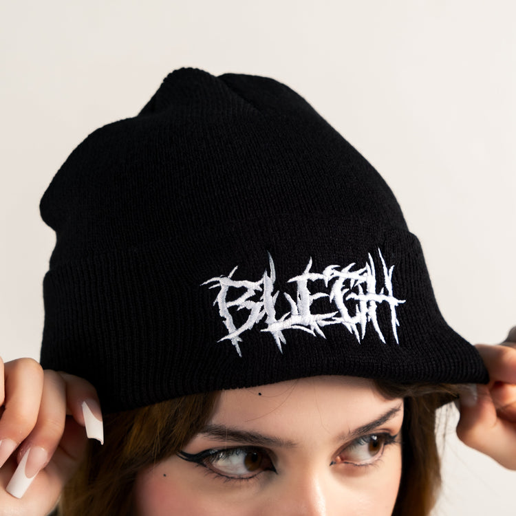 Shop BLEGH - Beanie from forbidden alchemy's unisex beanie collection. Soft knit, 100% acrylic, bold embroidery, authentic alternative style. Tagged: Beanies.Beaniesforbidden alchemyBeanies