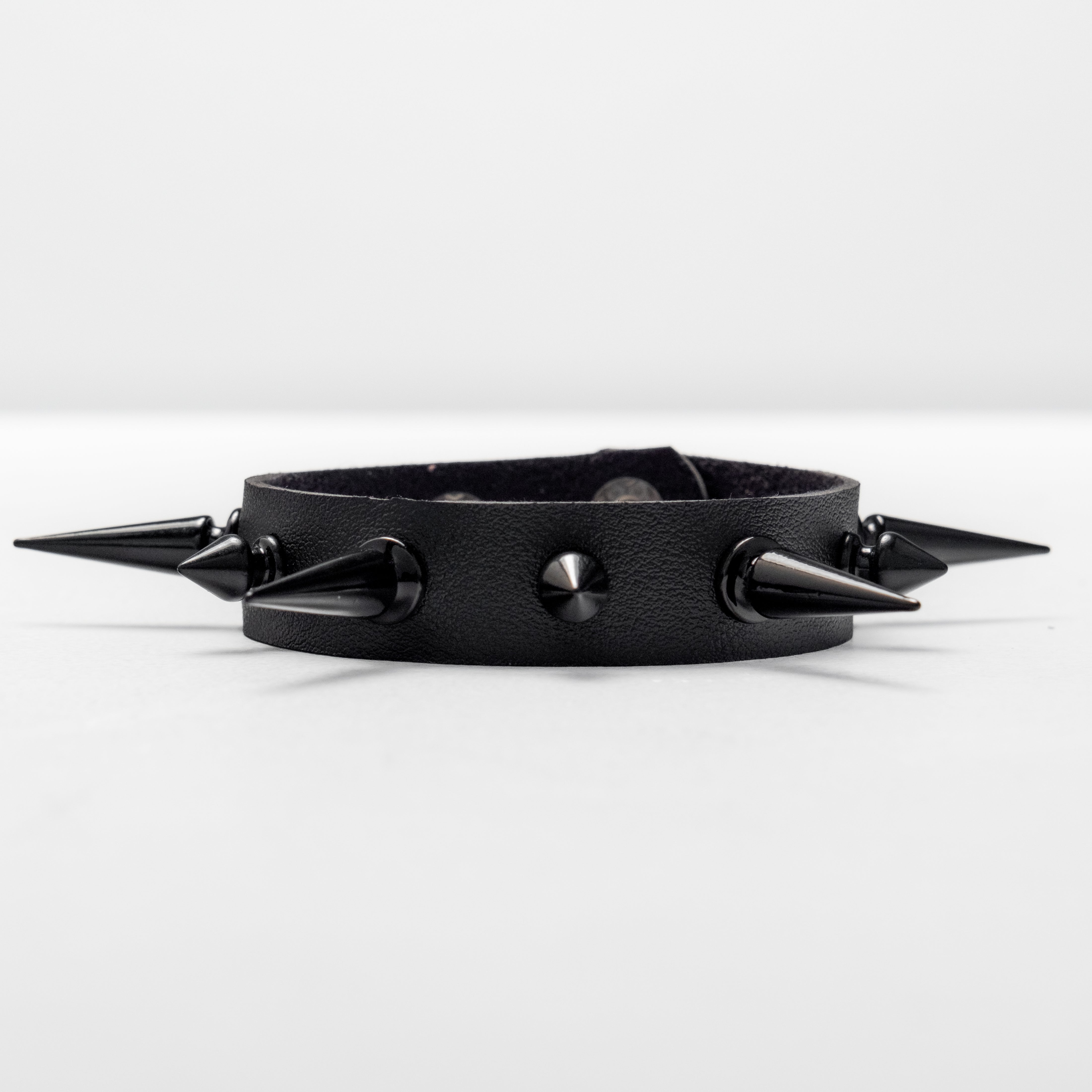 Black-Spiked-Leather-Bracelets