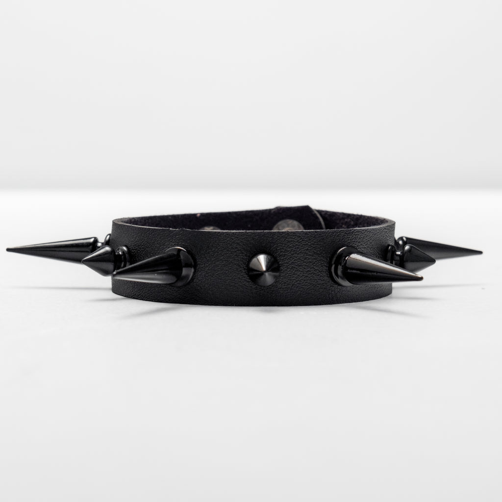 Black-Spiked-Leather-Bracelets