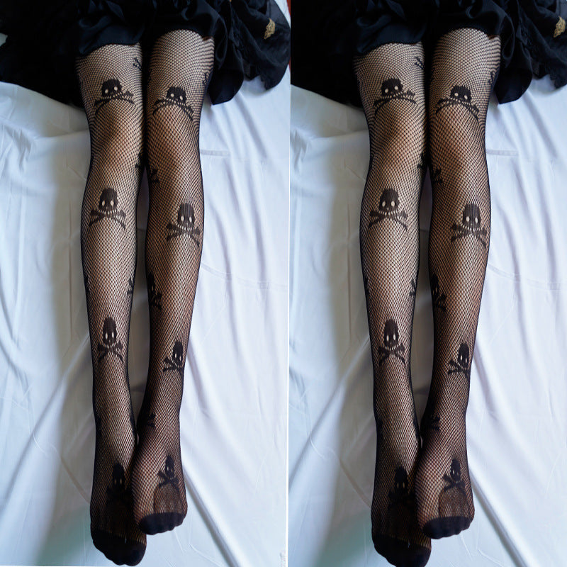 Plus Size Lace Skull Fishnet Tights