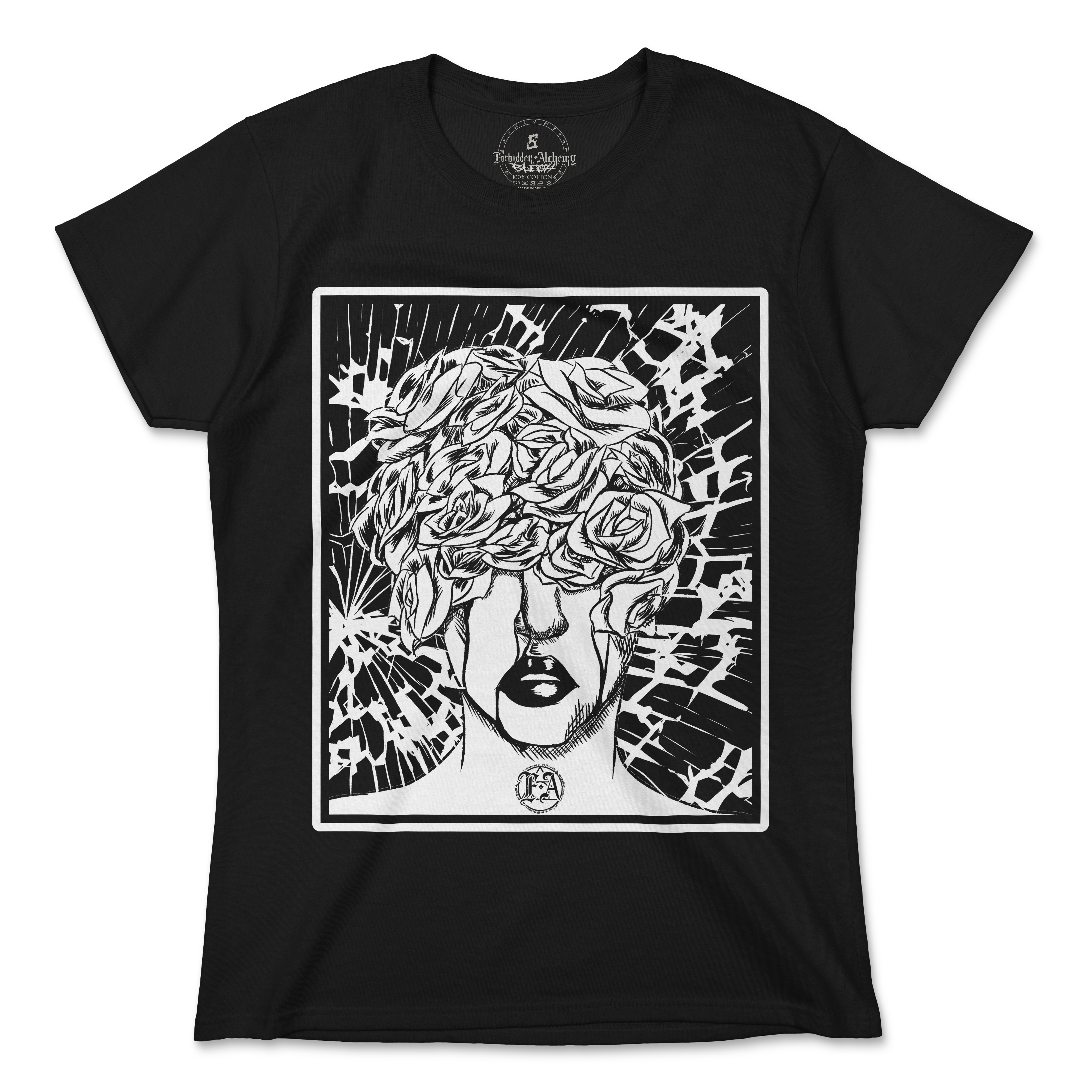 Shop Forbidden Alchemy’s women's T-shirts—100% cotton with vivid direct-to-garment (DTG) prints, inspired by authentic metalcore style. Tagged: WOMEN'S TEES.T-Shirtsforbidden alchemyWOMEN'S TEES