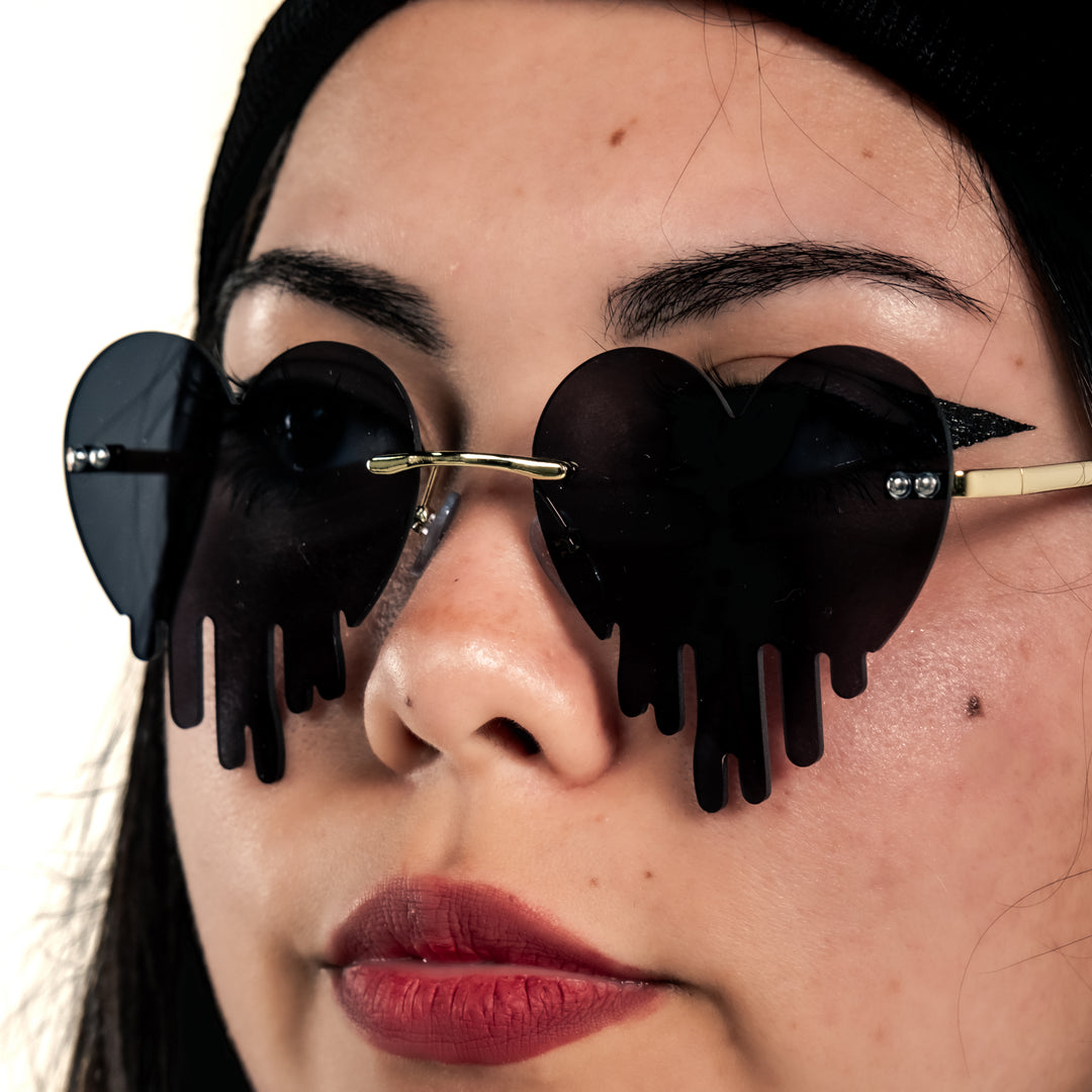 Shop the Dripping Heart Shades from Forbidden Alchemy. Premium quality eyewear featuring bold frames and authentic goth aesthetics. Tagged: shades.Sunglassesforbidden alchemyshades