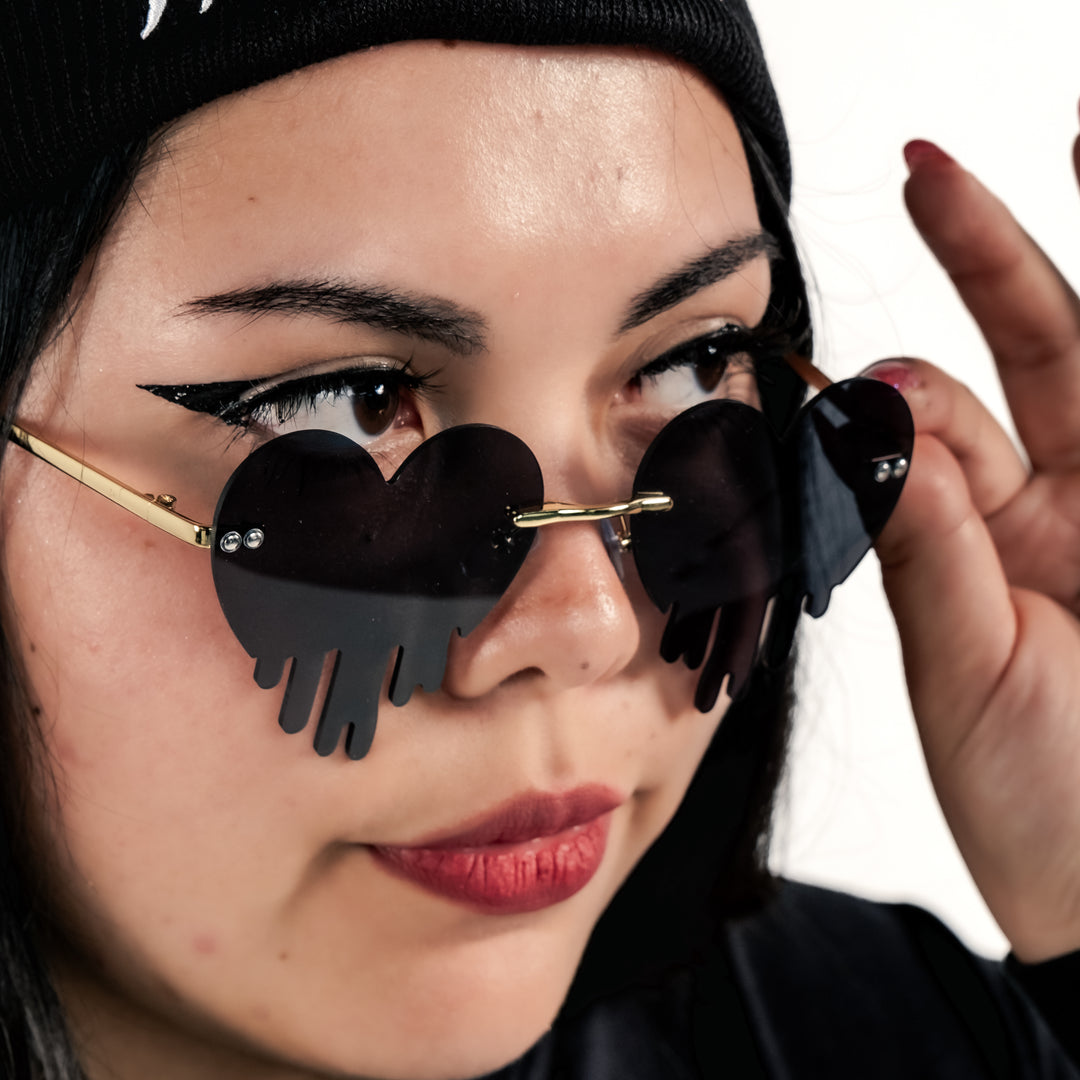 Shop the Dripping Heart Shades from Forbidden Alchemy. Premium quality eyewear featuring bold frames and authentic goth aesthetics. Tagged: shades.Sunglassesforbidden alchemyshades
