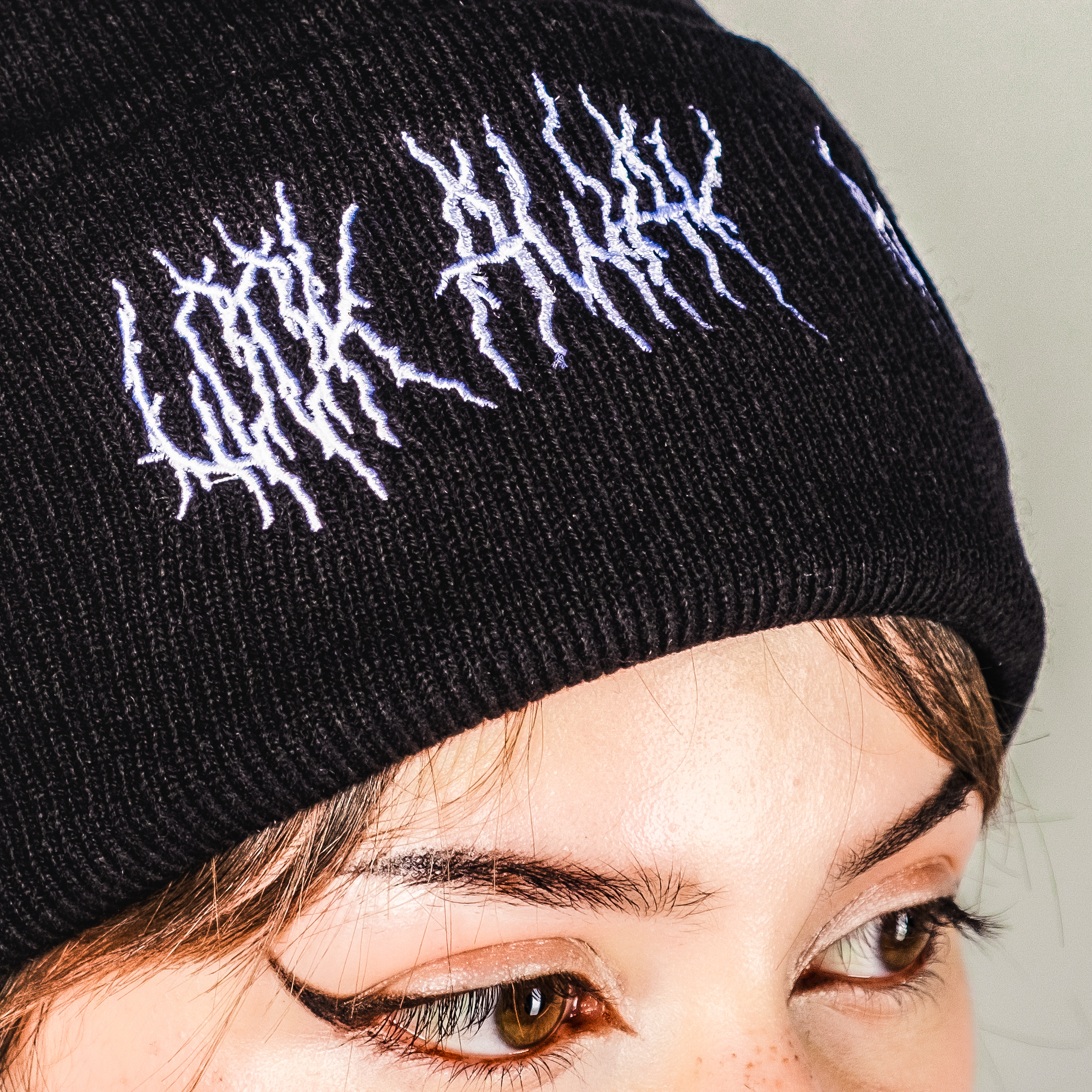 Shop Look Away MF Beanie from forbidden alchemy's unisex , 100% acrylic, bold embroidery, authentic alternative style. Tagged: Beanies.Beaniesforbidden alchemyBeanies