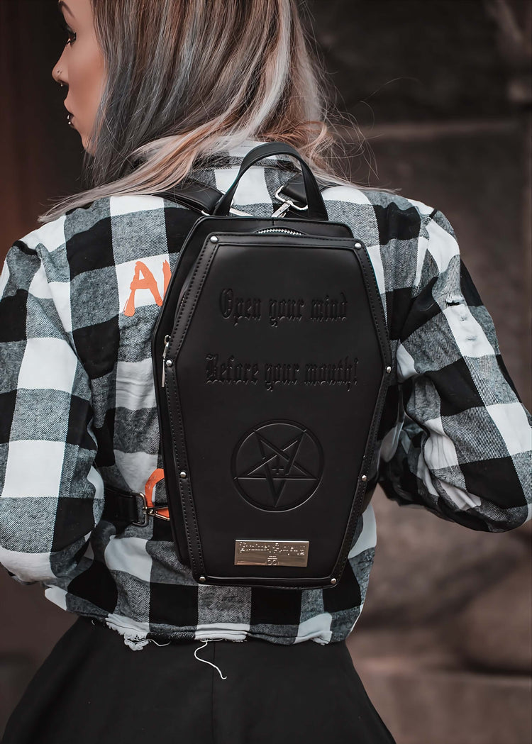 Shop Open your Mind * Backpack from forbidden alchemy's vegan leather backpacks. Premium quality, cruelty-free, alternative style accessories. Tagged: bags.Backpacksforbidden alchemybags