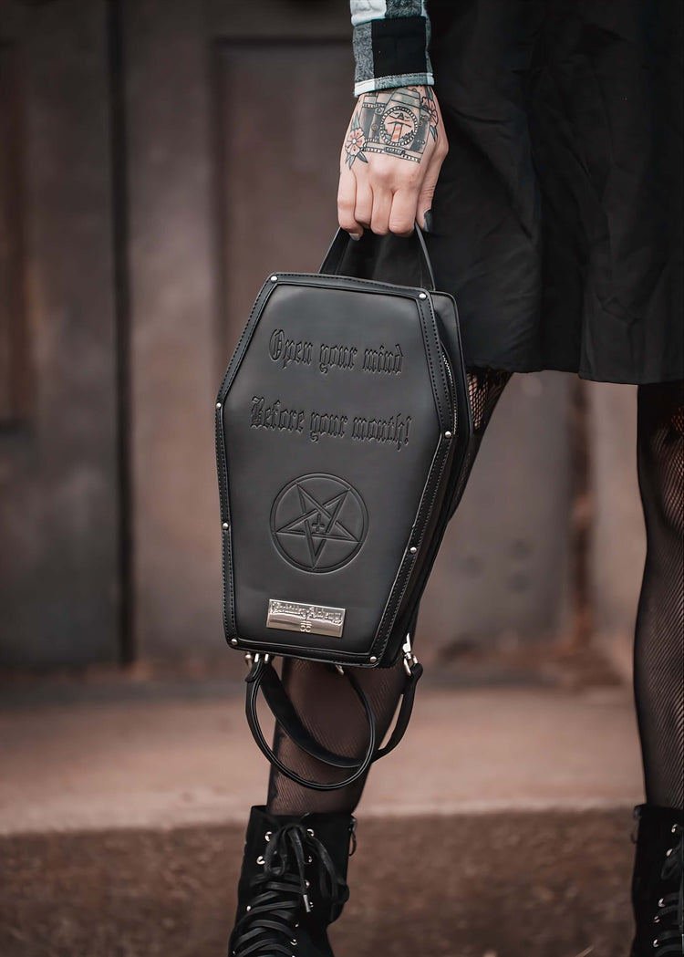 Shop Open your Mind * Backpack from forbidden alchemy's vegan leather backpacks. Premium quality, cruelty-free, alternative style accessories. Tagged: bags.Backpacksforbidden alchemybags