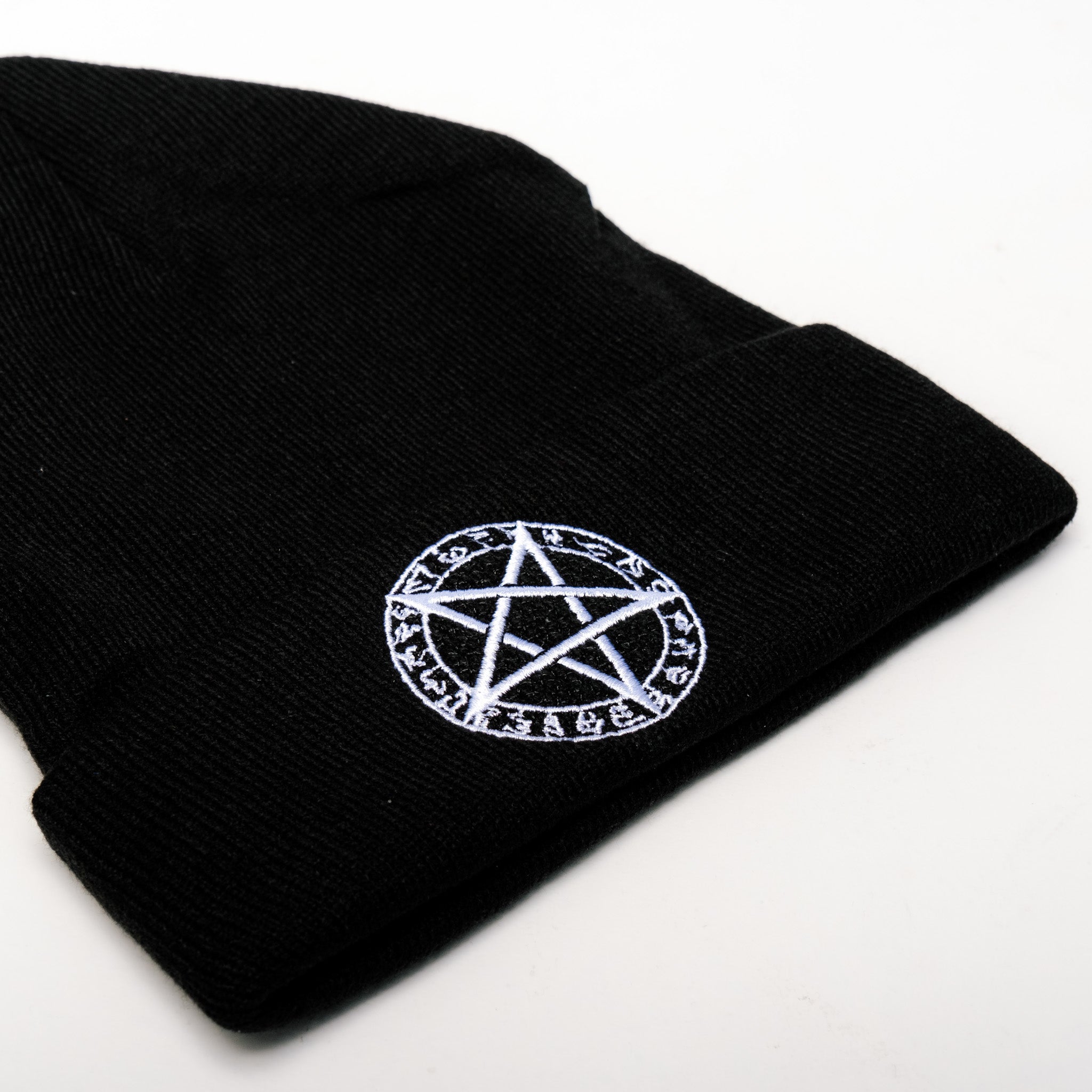 Shop Pentagram - Beanie from forbidden alchemy's unisex. Soft knit, 100% acrylic, bold embroidery, authentic alternative style. Tagged: Beanies.Beaniesforbidden alchemyBeanies