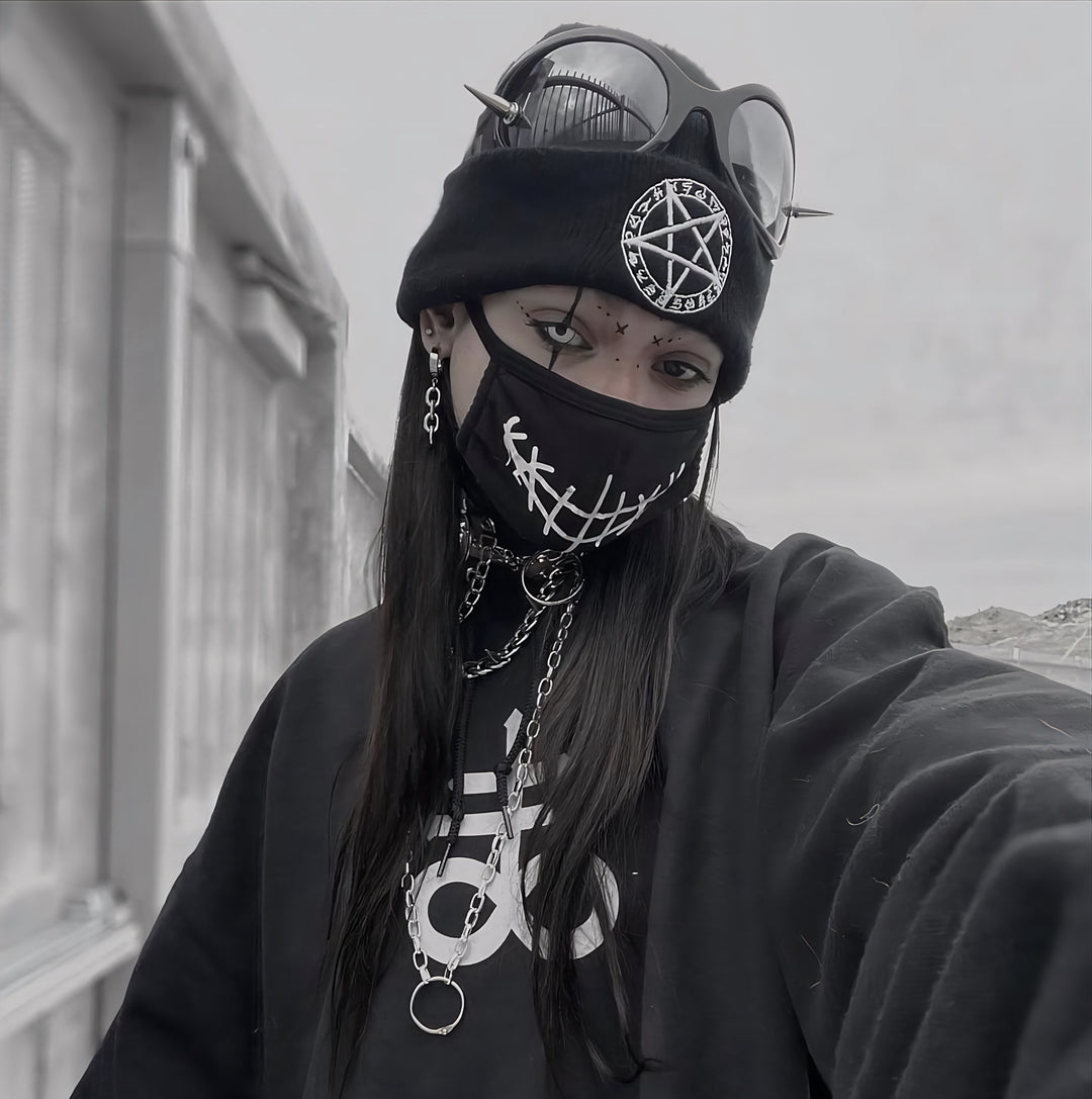 Shop Pentagram - Beanie from forbidden alchemy's unisex. Soft knit, 100% acrylic, bold embroidery, authentic alternative style. Tagged: Beanies.Beaniesforbidden alchemyBeanies