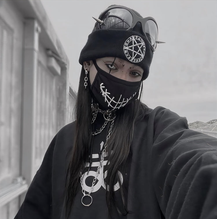 Shop Pentagram - Beanie from forbidden alchemy's unisex. Soft knit, 100% acrylic, bold embroidery, authentic alternative style. Tagged: Beanies.Beaniesforbidden alchemyBeanies