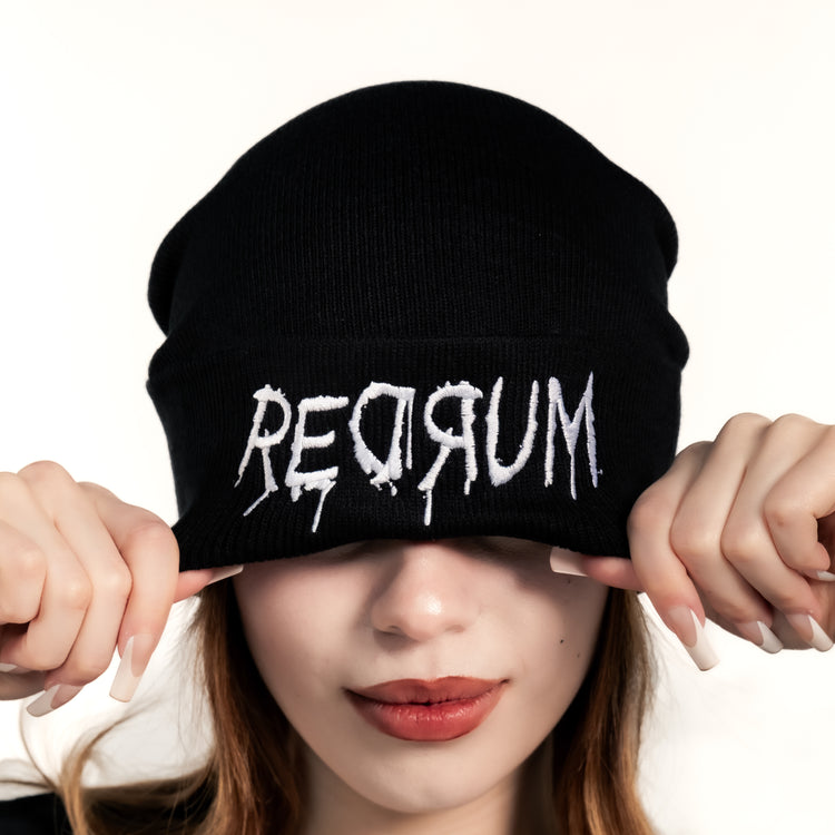 Shop Redrum - Beanie from forbidden alchemy's unisex beanie collection. Soft knit, 100% acrylic, bold embroidery, authentic alternative style. Tagged: Beanies.Beaniesforbidden alchemyBeanies