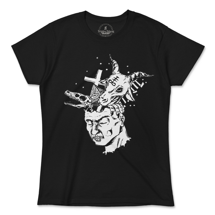 Shop Forbidden Alchemy’s women's T-shirts—100% cotton with vivid direct-to-garment (DTG) prints, inspired by authentic metalcore style. Tagged: WOMEN'S TEES.T-Shirtsforbidden alchemyWOMEN'S TEES