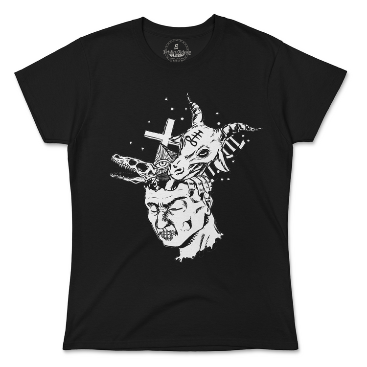 Shop Forbidden Alchemy’s women's T-shirts—100% cotton with vivid direct-to-garment (DTG) prints, inspired by authentic metalcore style. Tagged: WOMEN'S TEES.T-Shirtsforbidden alchemyWOMEN'S TEES