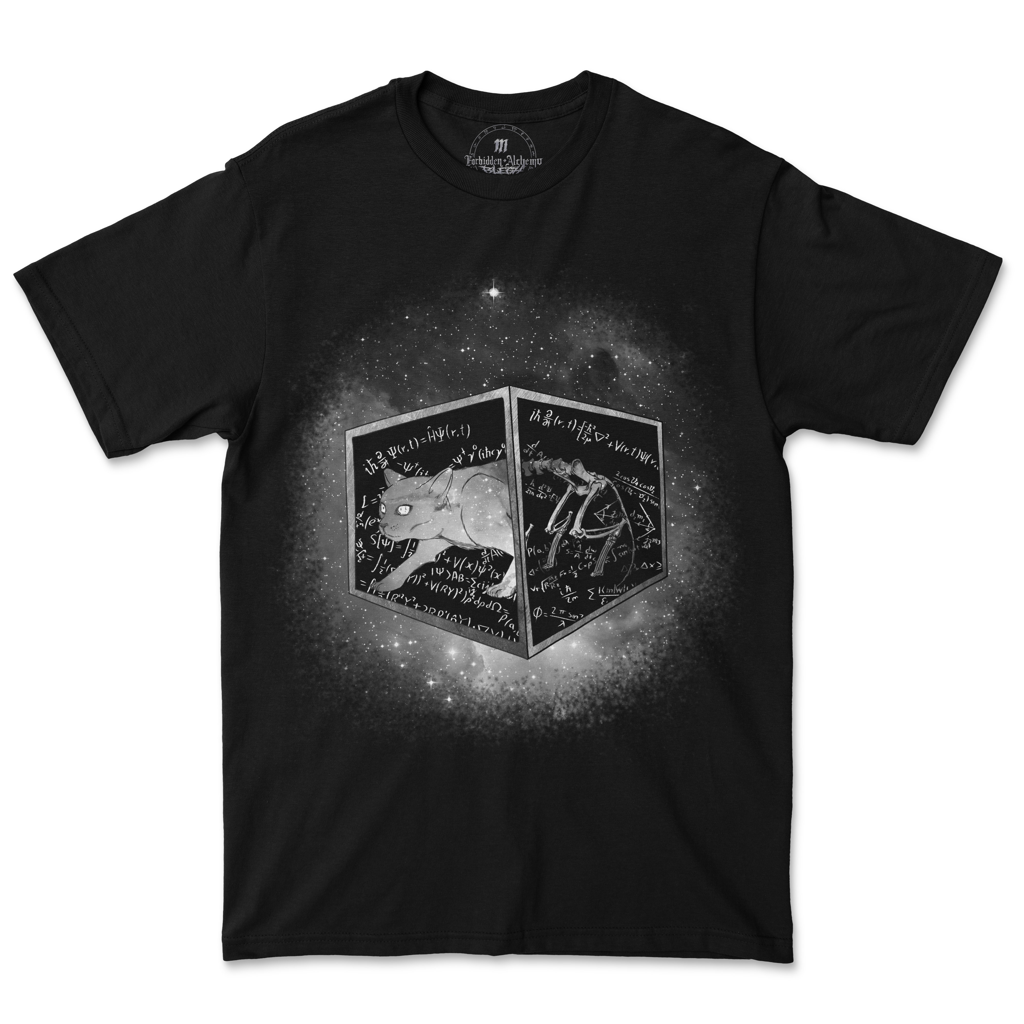 Buy Schrödinger's cat from forbidden alchemy's men's T-Shirts. Premium 100% cotton, direct-to-garment prints, authentic metalcore apparel. Tagged: MEN'S TEES.T-Shirtsforbidden alchemyMEN'S TEES