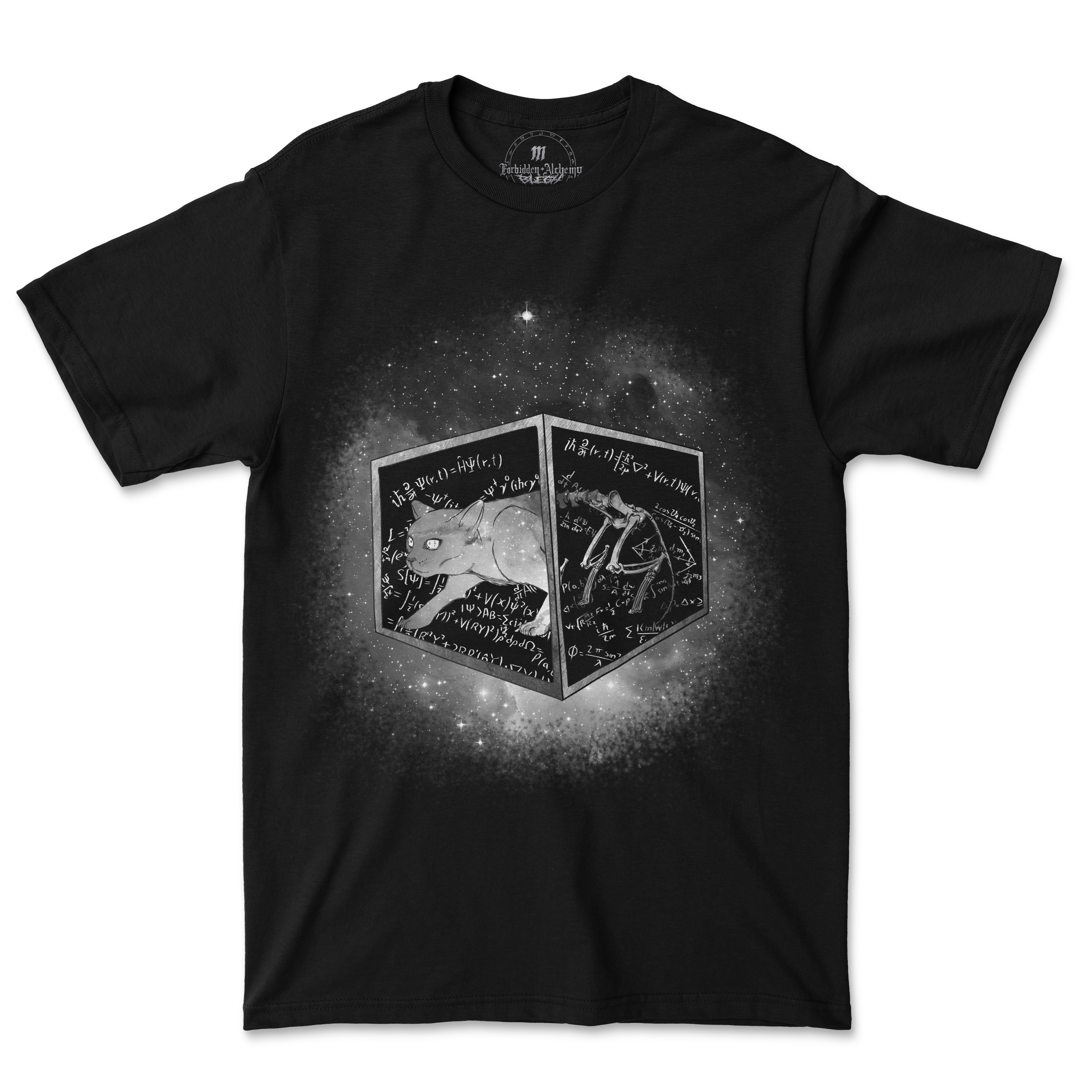 Buy Schrödinger's cat from forbidden alchemy's men's T-Shirts. Premium 100% cotton, direct-to-garment prints, authentic metalcore apparel. Tagged: MEN'S TEES.T-Shirtsforbidden alchemyMEN'S TEES
