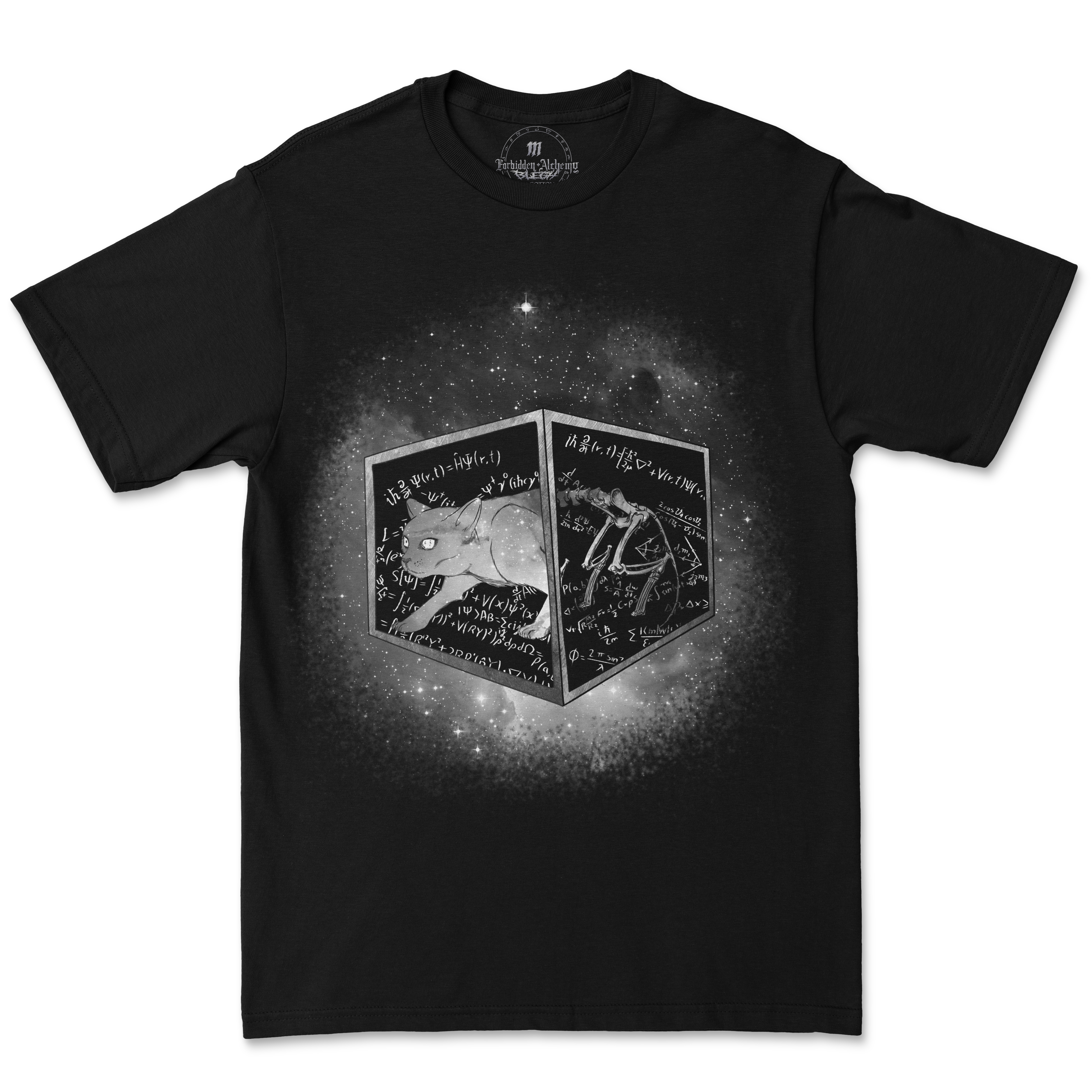 Buy Schrödinger's cat from forbidden alchemy's men's T-Shirts. Premium 100% cotton, direct-to-garment prints, authentic metalcore apparel. Tagged: MEN'S TEES.T-Shirtsforbidden alchemyMEN'S TEES