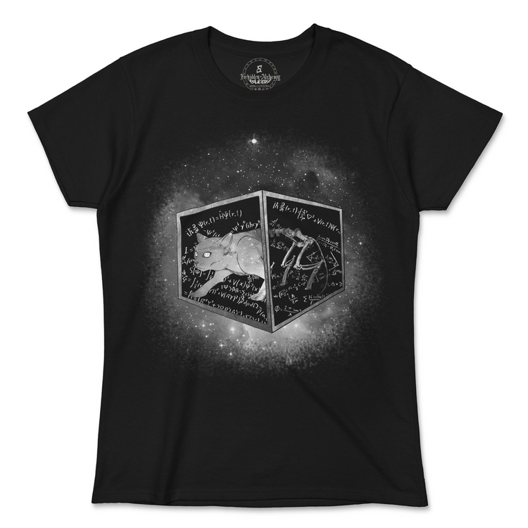 Buy Schrödinger's cat from forbidden alchemy's women's T-Shirts. 100% cotton, direct-to-garment prints, authentic alternative apparel. Tagged: WOMEN'S TEES.T-Shirtsforbidden alchemyWOMEN'S TEES