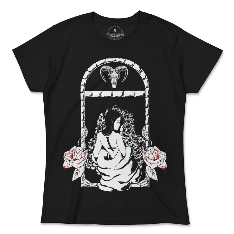Shop Forbidden Alchemy’s women's T-shirts—100% cotton with vivid direct-to-garment (DTG) prints, inspired by authentic metalcore style. Tagged: WOMEN'S TEES.T-Shirtsforbidden alchemyWOMEN'S TEES