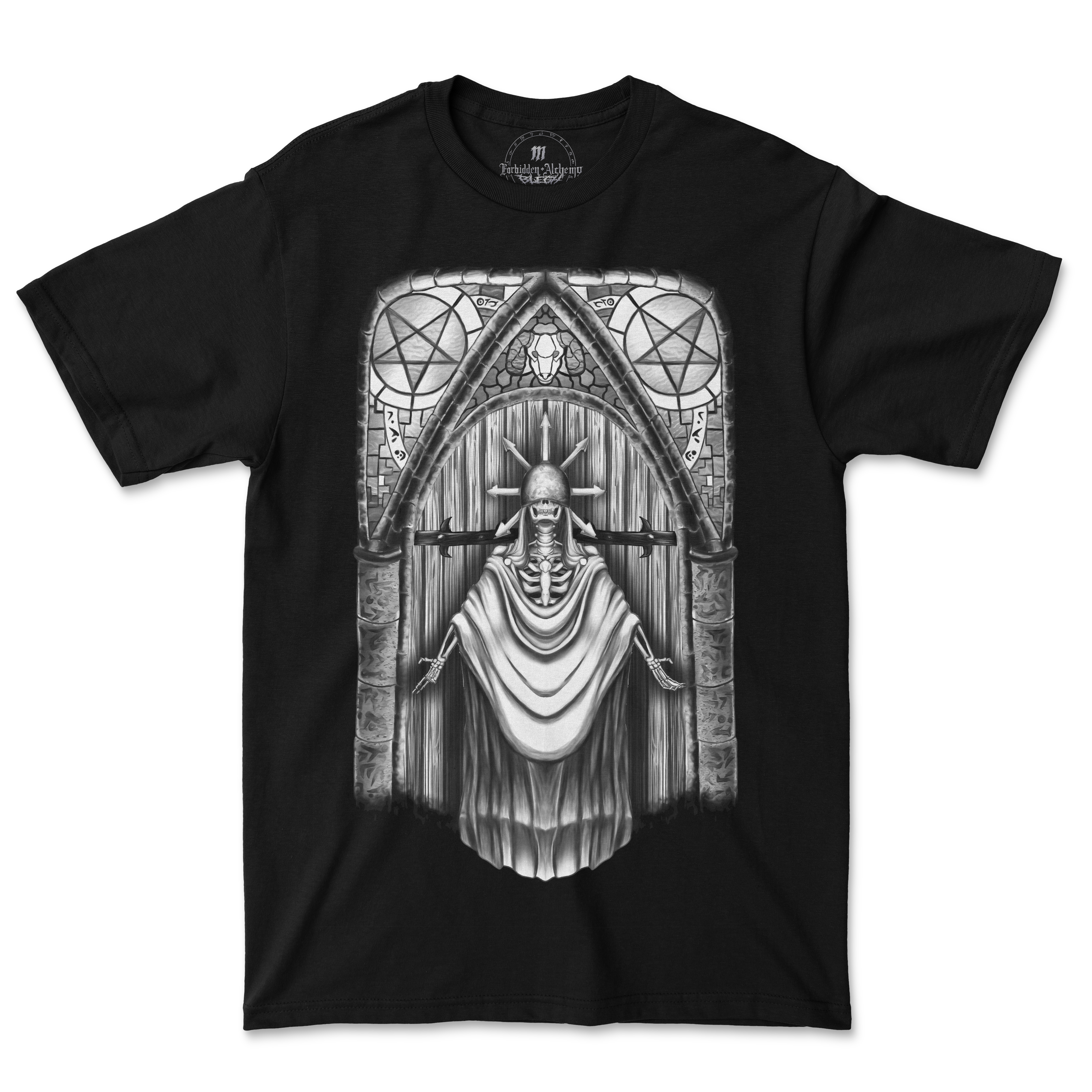 The Priest of Chaos men's t-shirt featuring dark, detailed design in premium cotton with DTG printing for lasting quality.