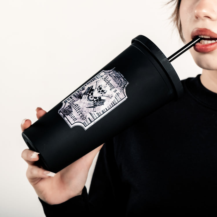 Shop from Forbidden Alchemy’s 22oz reusable tumblers. Durable cups with screw lids and straws, featuring bold, metalcore-inspired designs. Tagged: Tumblers.Tumblersforbidden alchemyTumblers