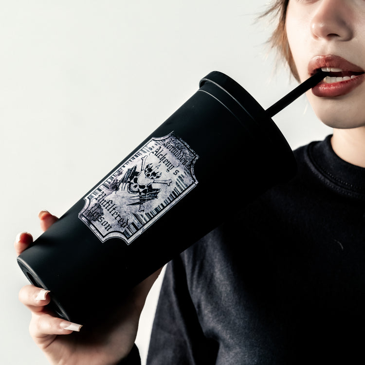 Shop from Forbidden Alchemy’s 22oz reusable tumblers. Durable cups with screw lids and straws, featuring bold, metalcore-inspired designs. Tagged: Tumblers.Tumblersforbidden alchemyTumblers
