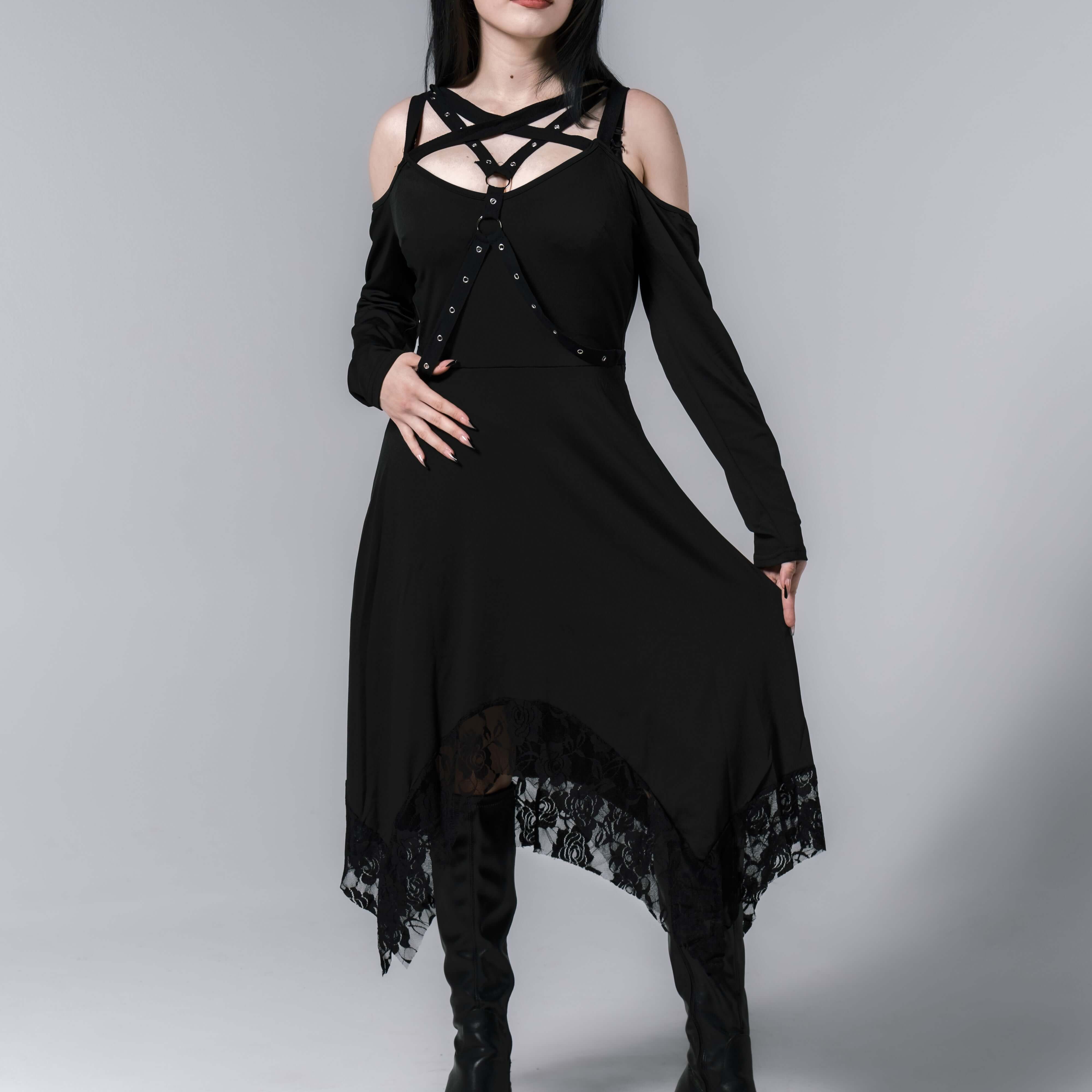 Shop the Gabriela Dress from Forbidden Alchemy’s women's slim fit dresses, featuring premium fabrics and authentic gothic aesthetics. Tagged: DRESSES.Dressesforbidden alchemyDRESSES