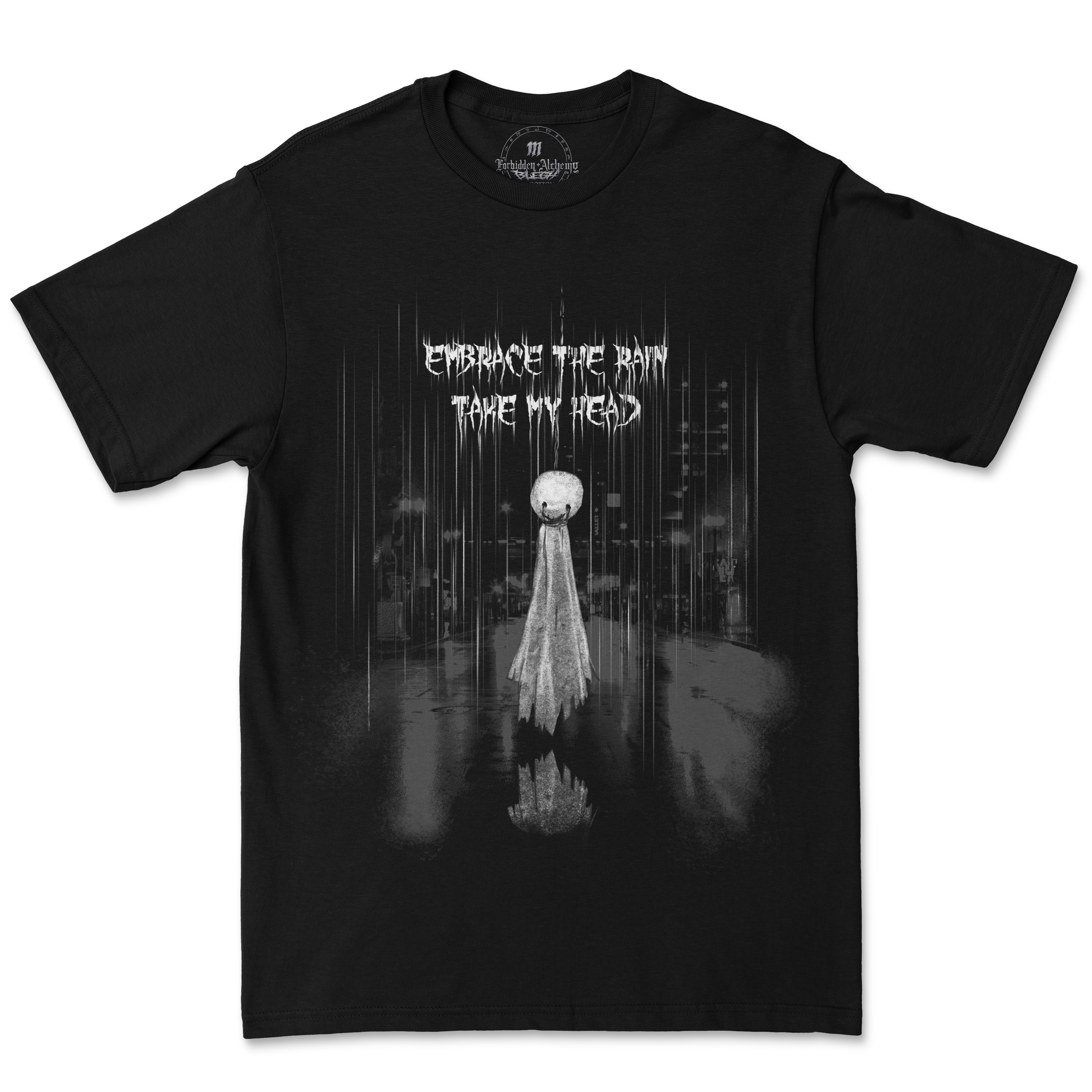 Buy Embrace the rain from forbidden alchemy's men's T-Shirts. Premium 100% cotton, direct-to-garment prints, authentic metalcore apparel. Tagged: MEN'S TEES.T-Shirtsforbidden alchemyMEN'S TEES