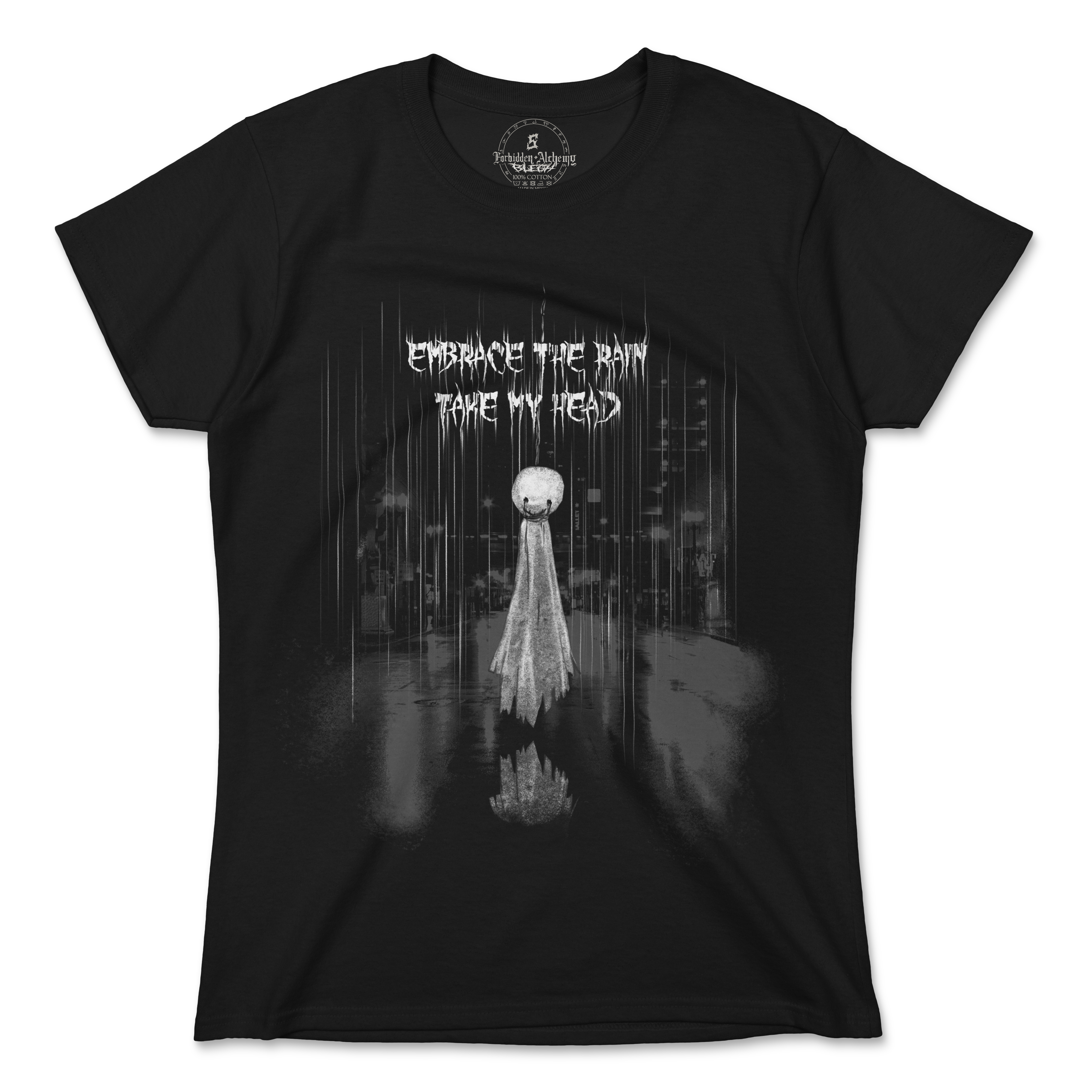 Buy Embrace the rain from forbidden alchemy's women's T-Shirts. 100% cotton, direct-to-garment prints, authentic alternative apparel. Tagged: WOMEN'S TEES.T-Shirtsforbidden alchemyWOMEN'S TEES