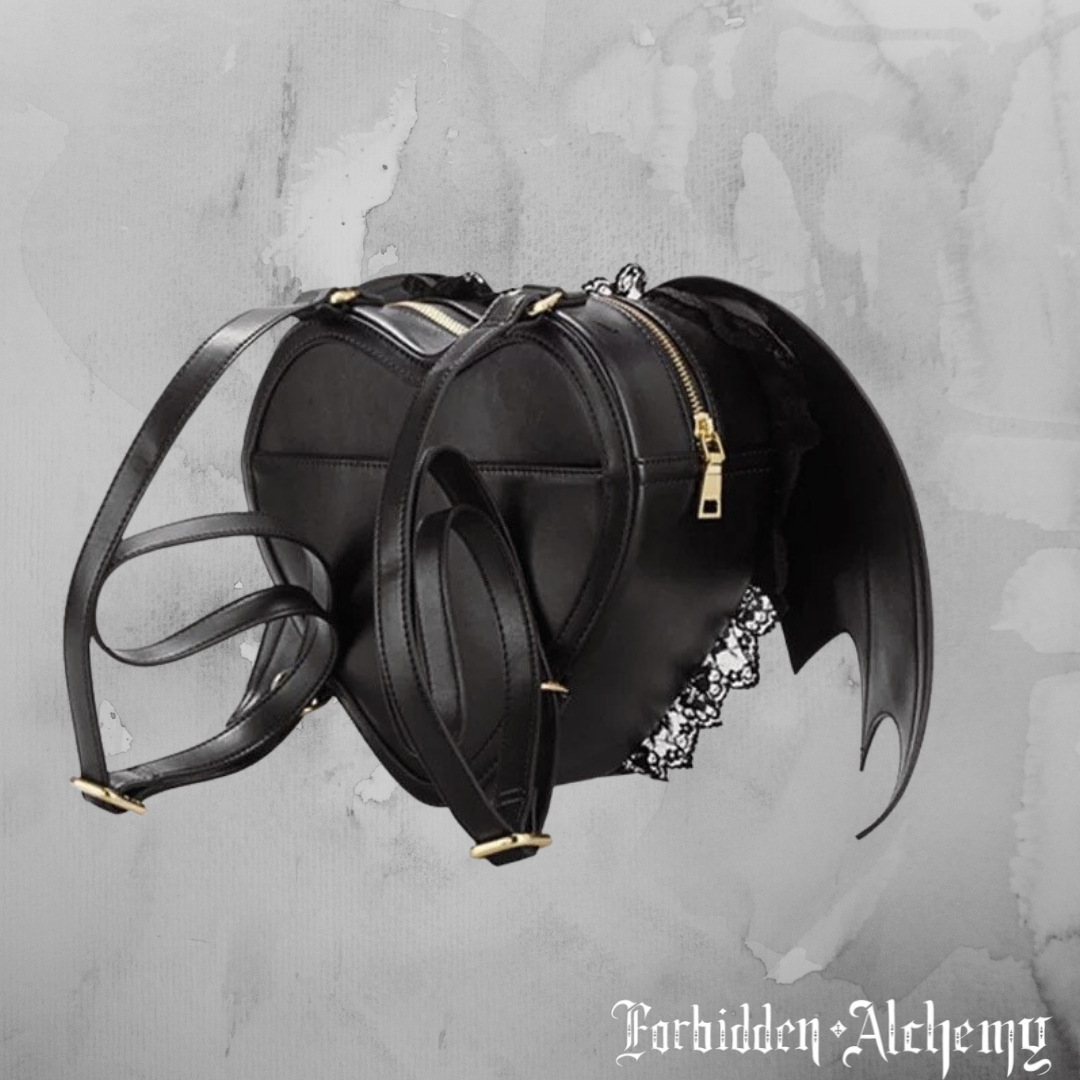 Shop Bat heart - Backpack from forbidden alchemy's vegan leather backpacks. Premium quality, cruelty-free, alternative style accessories. Tagged: bags.Backpacksforbidden alchemybags