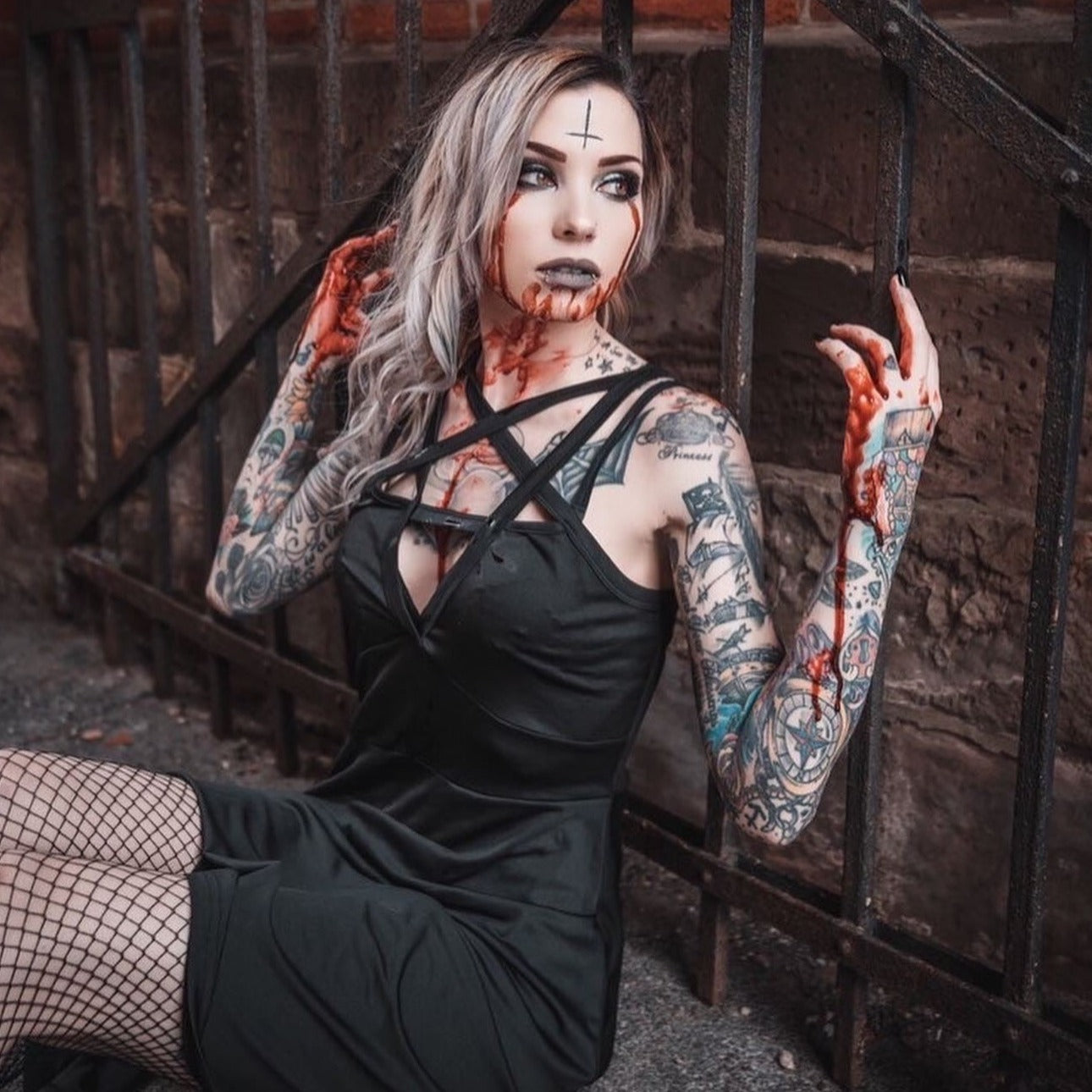 Shop the Pentagram Dress from Forbidden Alchemy’s women's slim fit dresses, featuring premium fabrics and authentic gothic aesthetics. Tagged: DRESSES.Dressesforbidden alchemyDRESSES