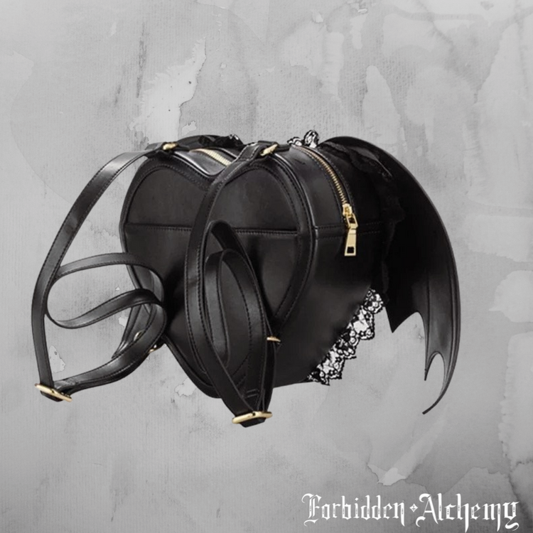 Shop Bat heart - Backpack from forbidden alchemy's vegan leather backpacks. Premium quality, cruelty-free, alternative style accessories. Tagged: bags.Backpacksforbidden alchemybags
